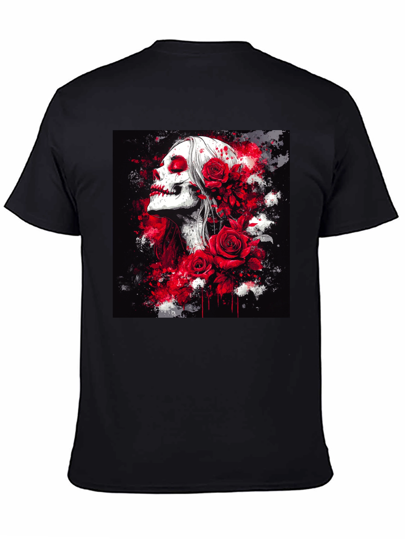 Black Skull & Roses Graphic Tee view 4
