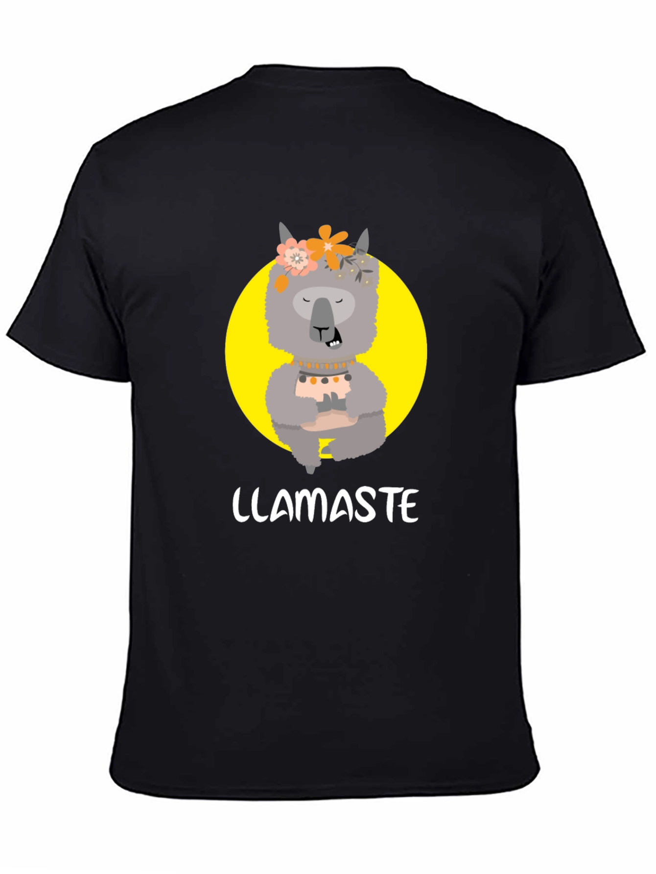 Black Llamaste Graphic Tee - Funny Llama Yoga T-Shirt view 4