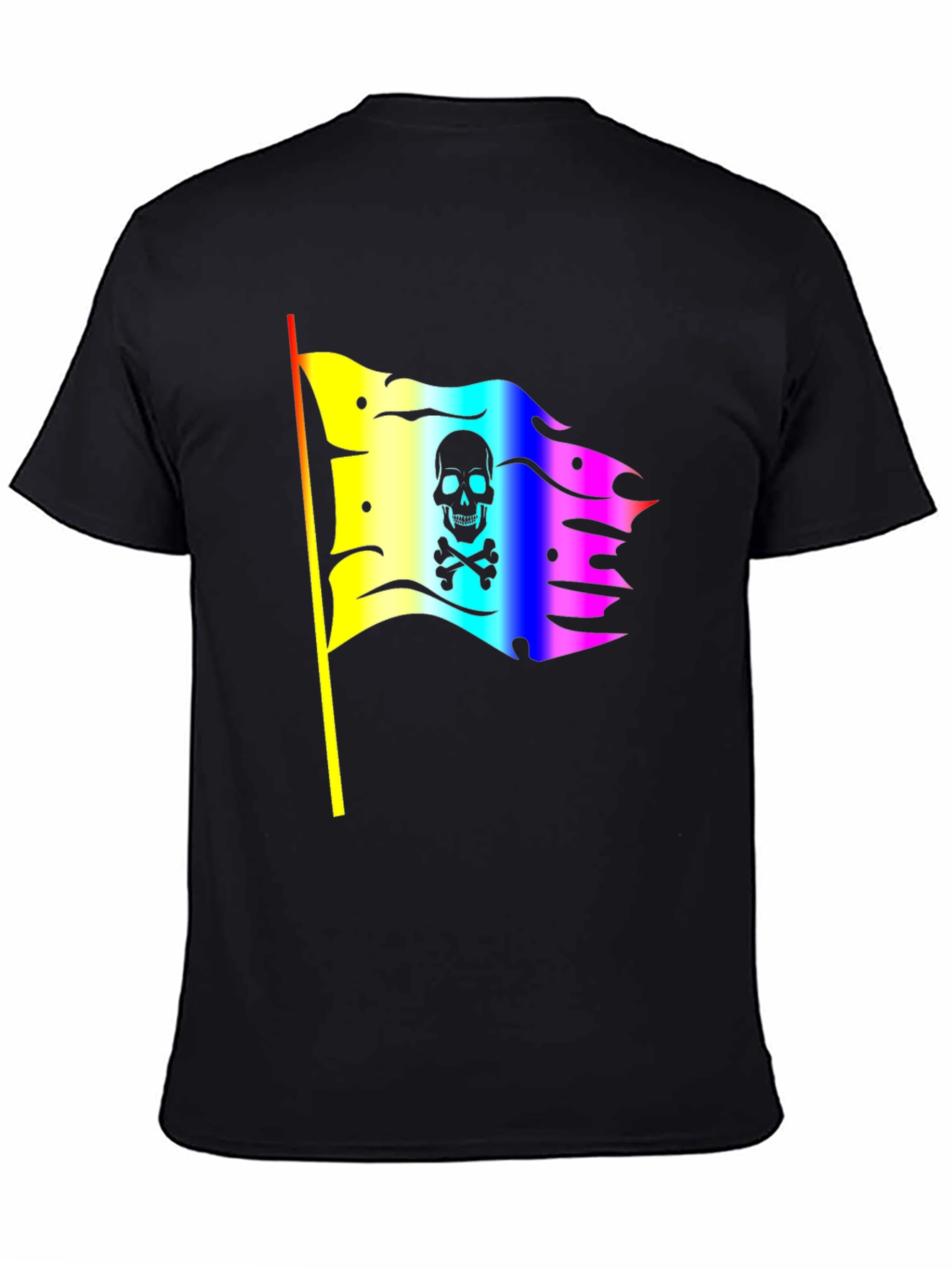 Black Rainbow Pirate Flag Skull Graphic T-Shirt view 4