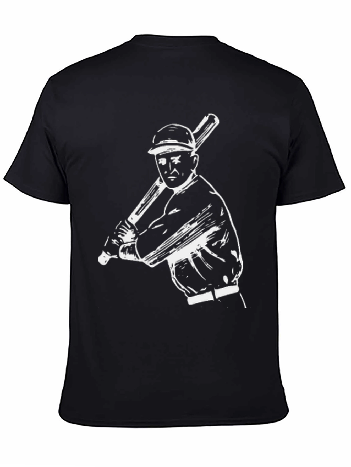 Black Baseball Player Graphic Tee - Black Cotton view 4