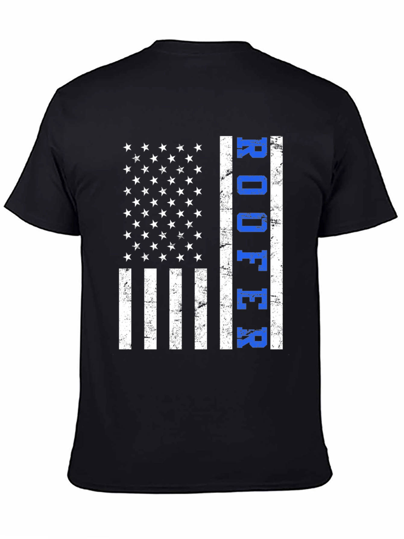 Black Roofer American Flag T-Shirt Patriotic Job Pride view 4