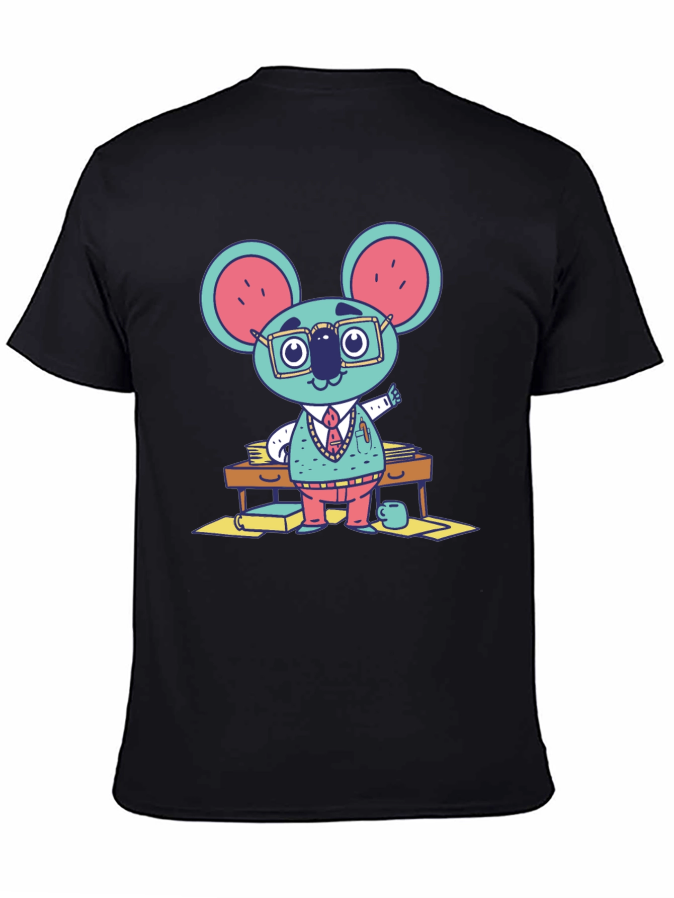 Black Quirky Koala Professor Graphic Tee view 4