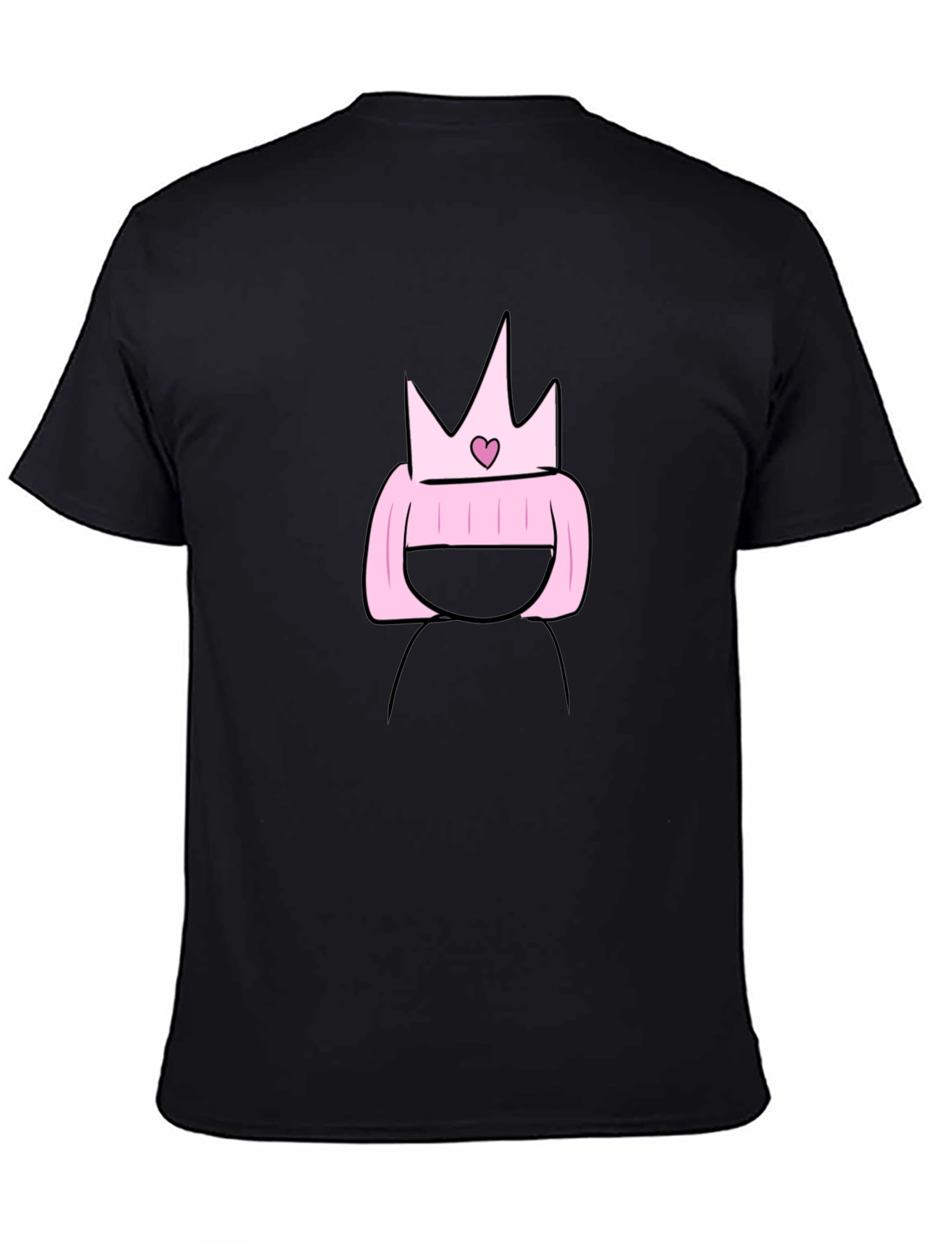 Black Cartoon Princess T-Shirt - Black Cotton Tee view 4