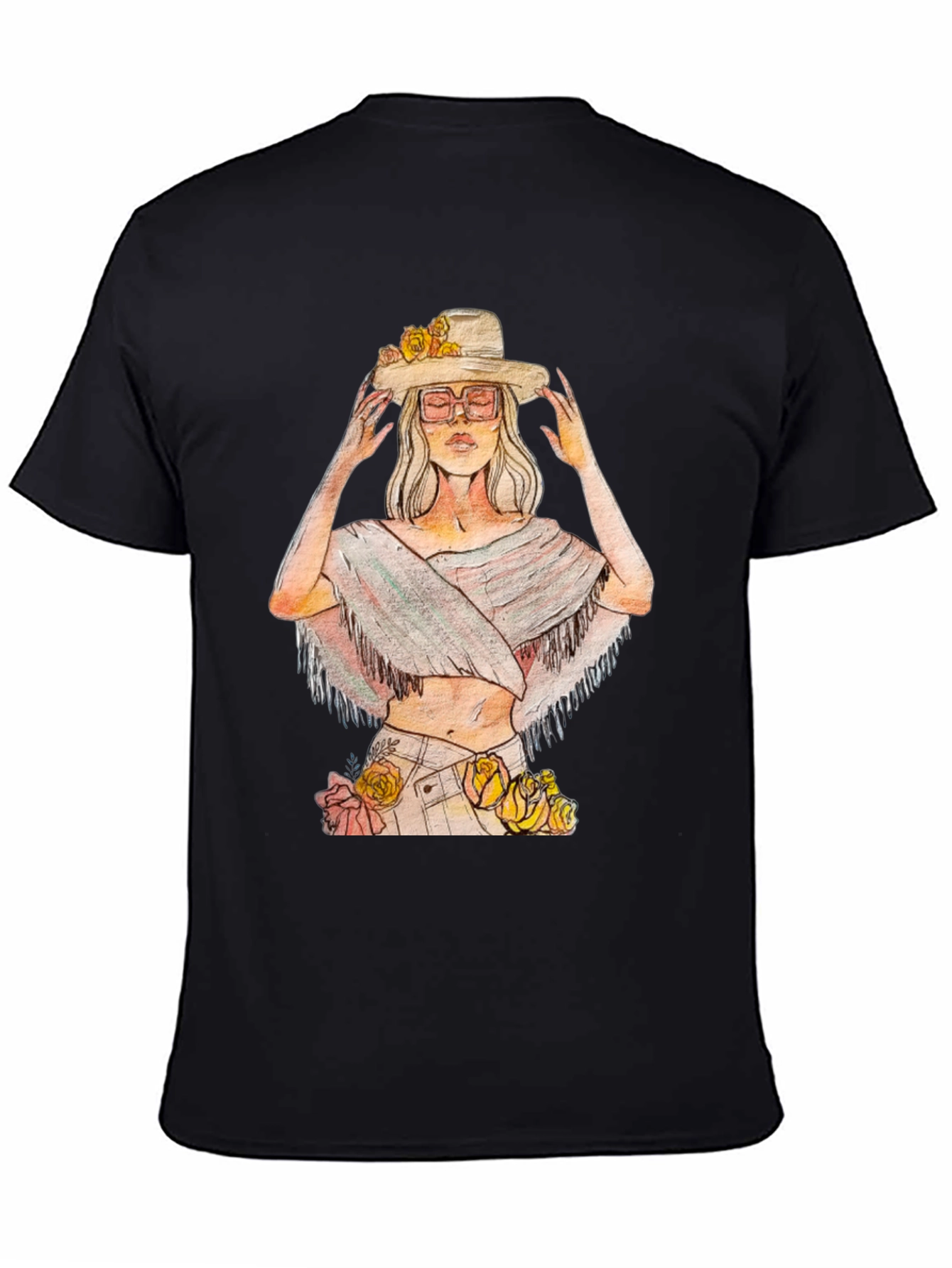 Black Boho Chic Woman's Graphic Tee view 4