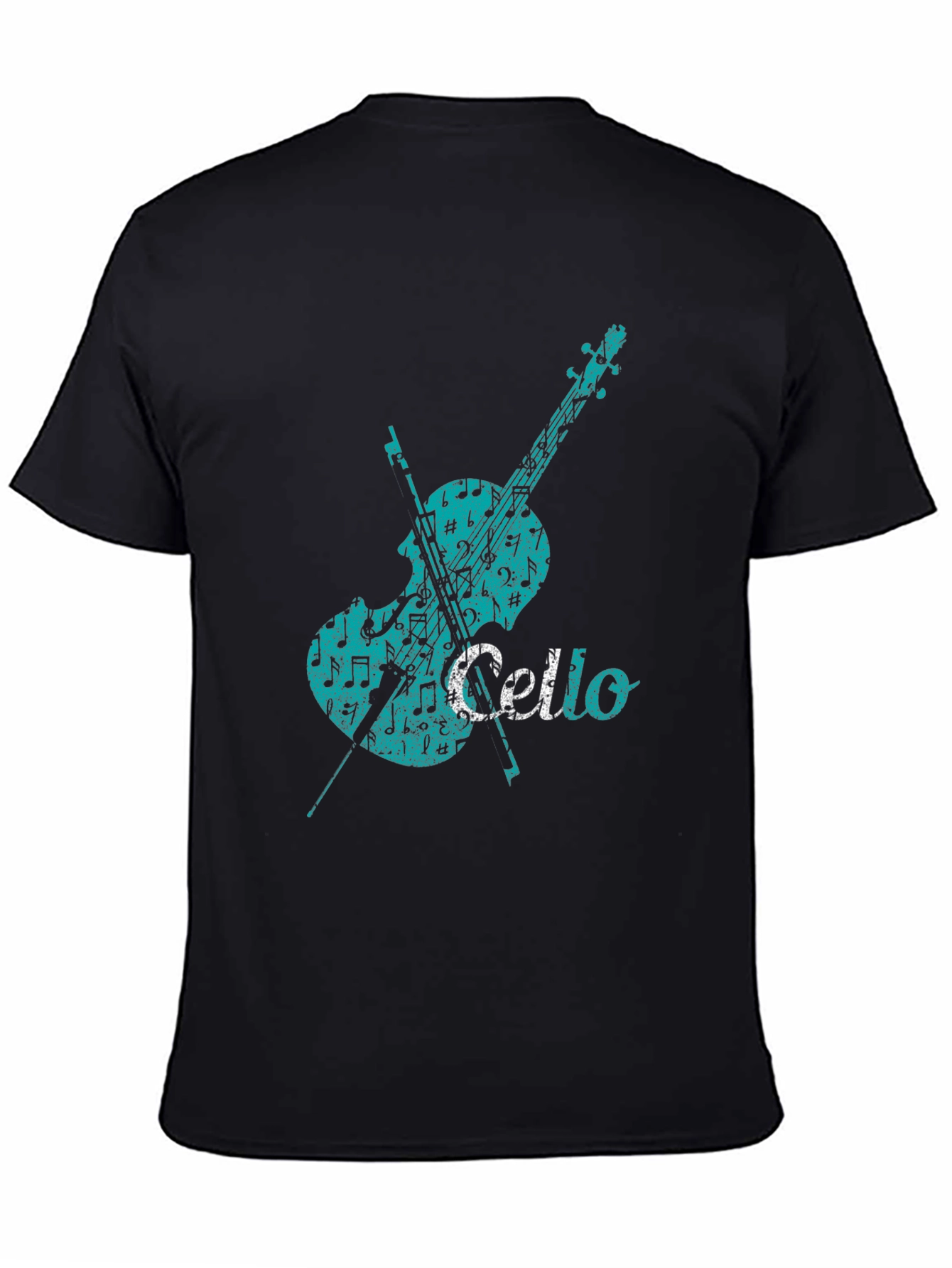 Black Cello Music Note Graphic Tee - Black Cotton view 4