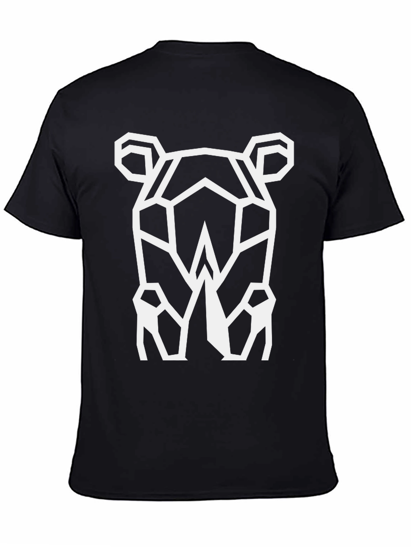 Black Geometric Rhino Graphic Tee - Cool Black T-Shirt view 4