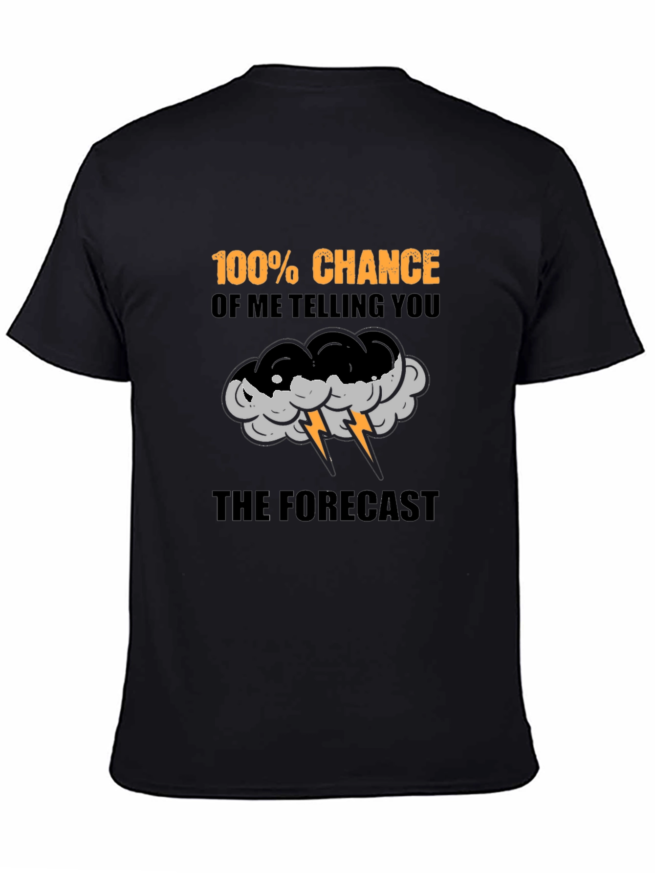 Black Funny Weather Forecast T-Shirt - 100% Chance view 4