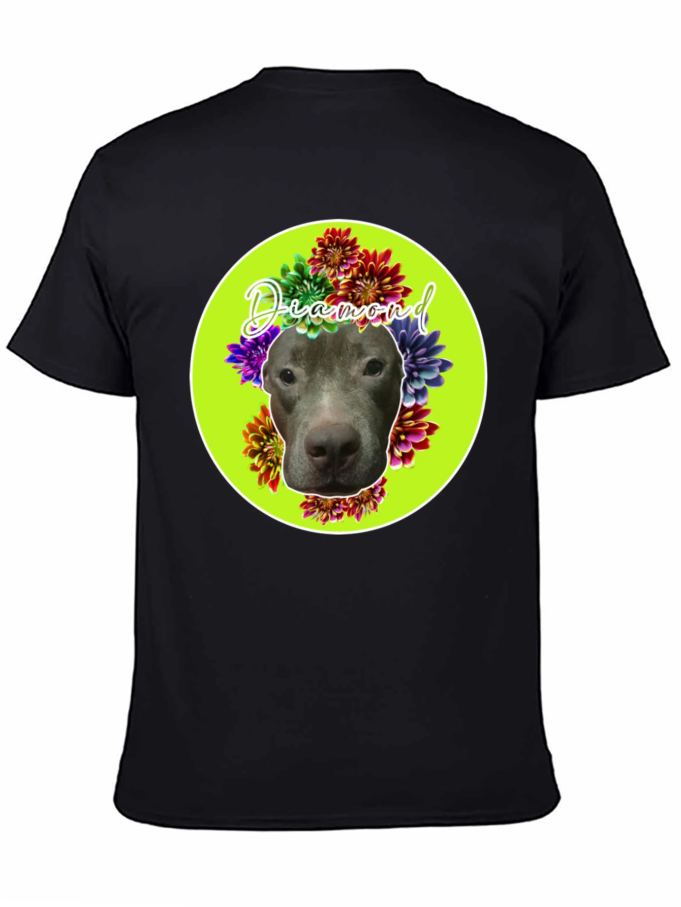 Diamond Dog Floral T-Shirt - Custom Pet Tee - 4
