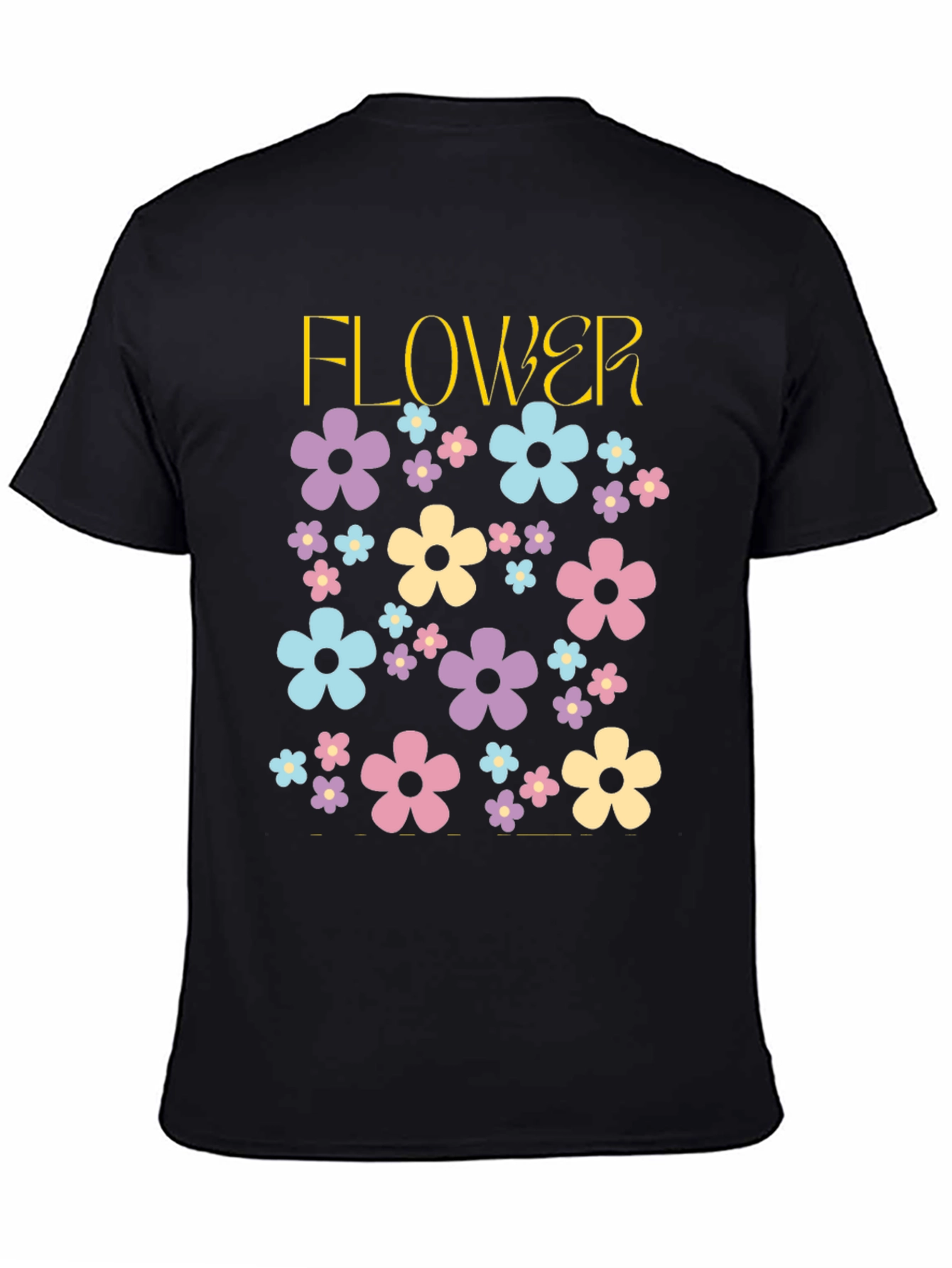 Black Floral Power T-Shirt - Retro Flower Design view 4