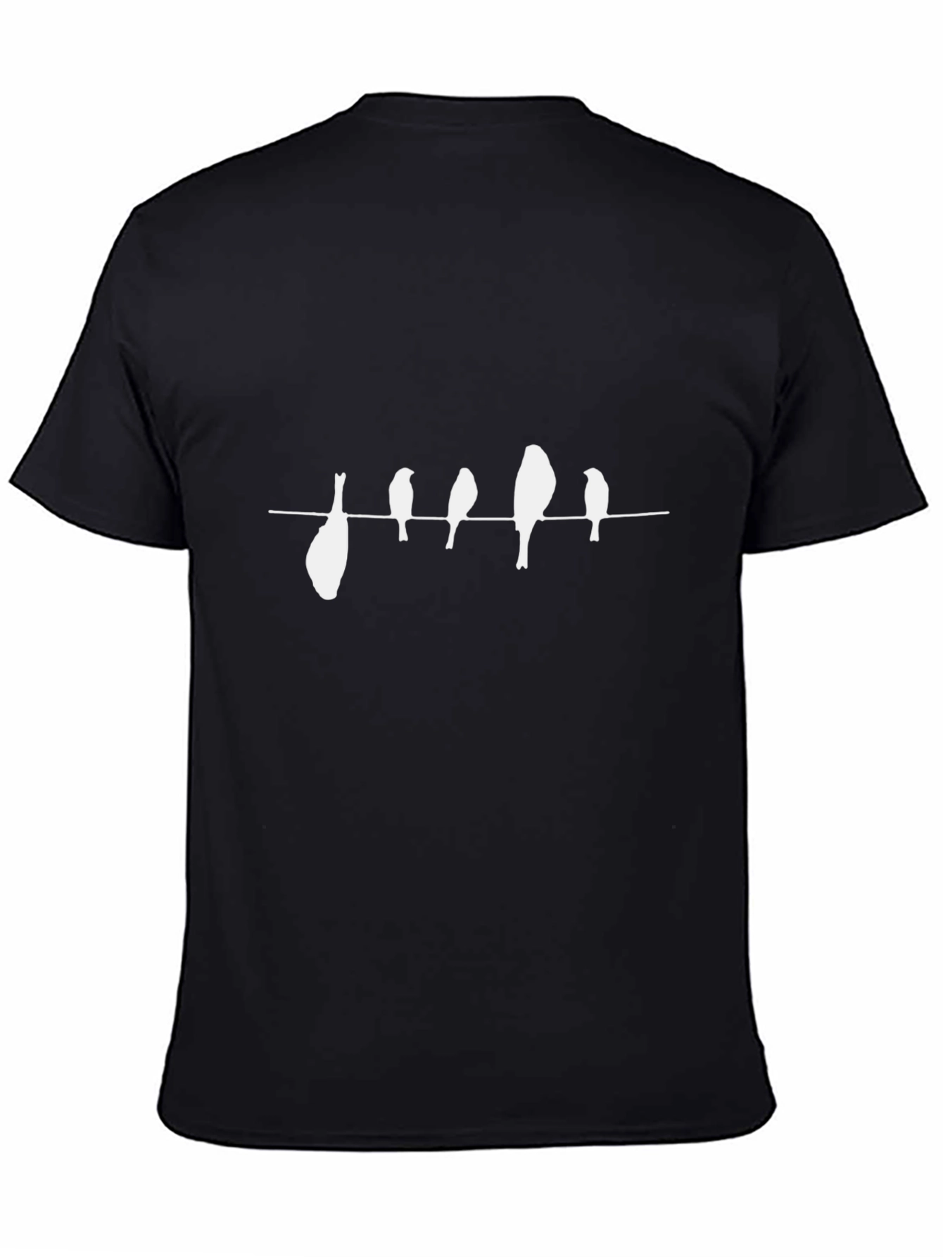 Black Birds on a Wire Graphic Tee - Men's Black T-Shirt view 4