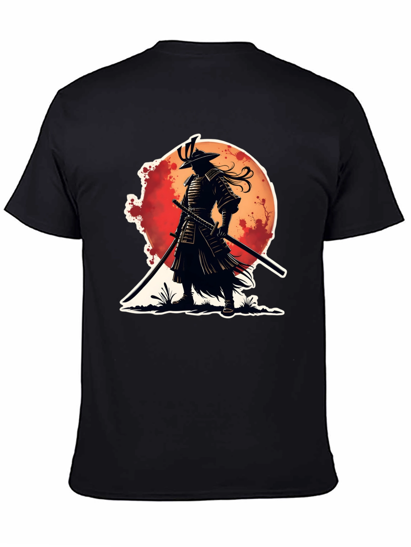 Black Samurai Warrior Graphic Tee - Black Cotton Blend view 4