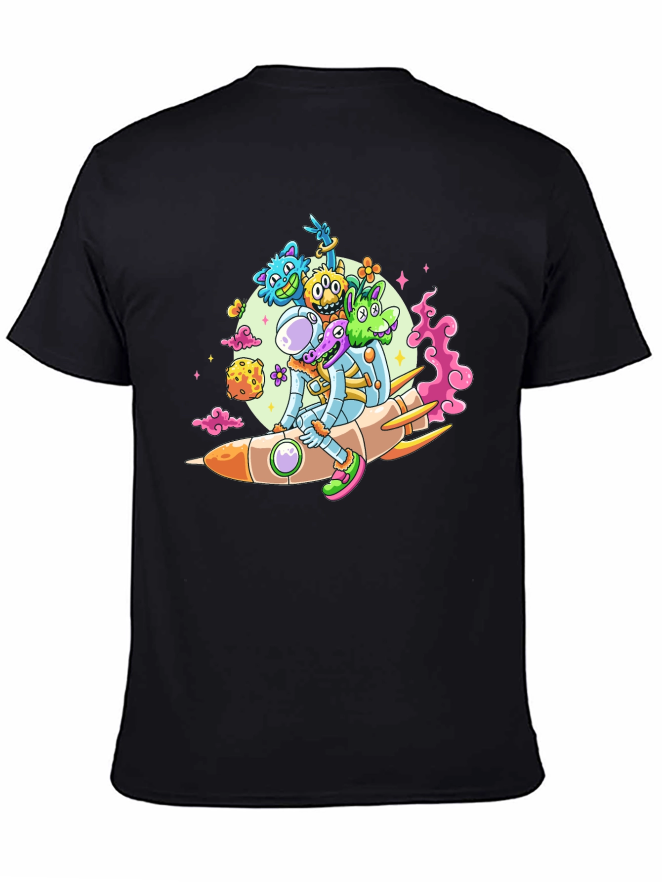 Black Astronaut & Alien Rocket Ride Graphic Tee - Black view 4