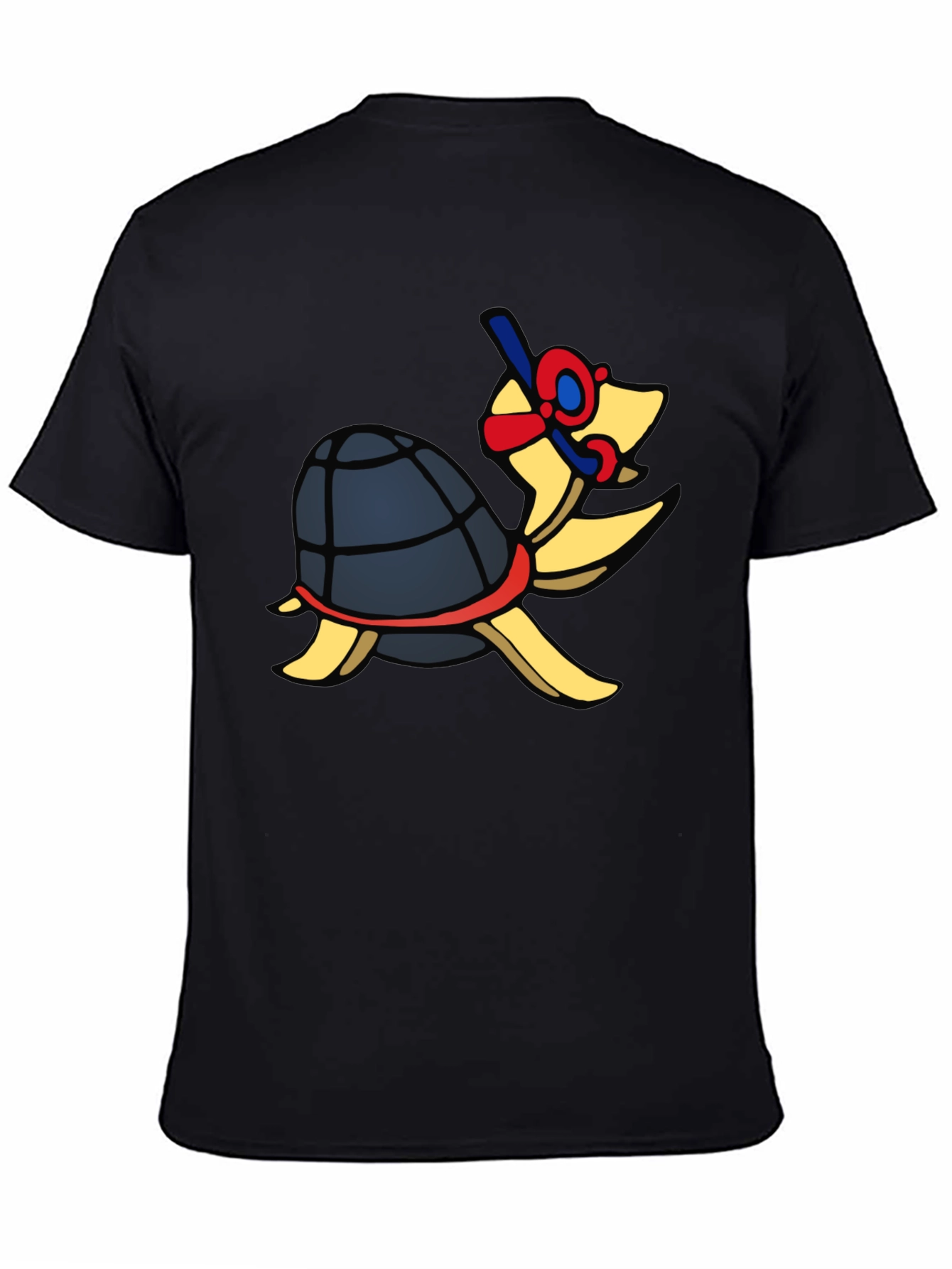 Black Snorkeling Turtle Graphic Tee - Black Cotton Blend Shirt view 4