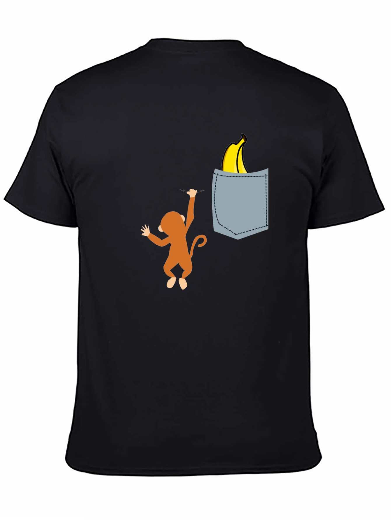 Black Monkey Banana Pocket T-Shirt - Novelty Graphic Tee view 4