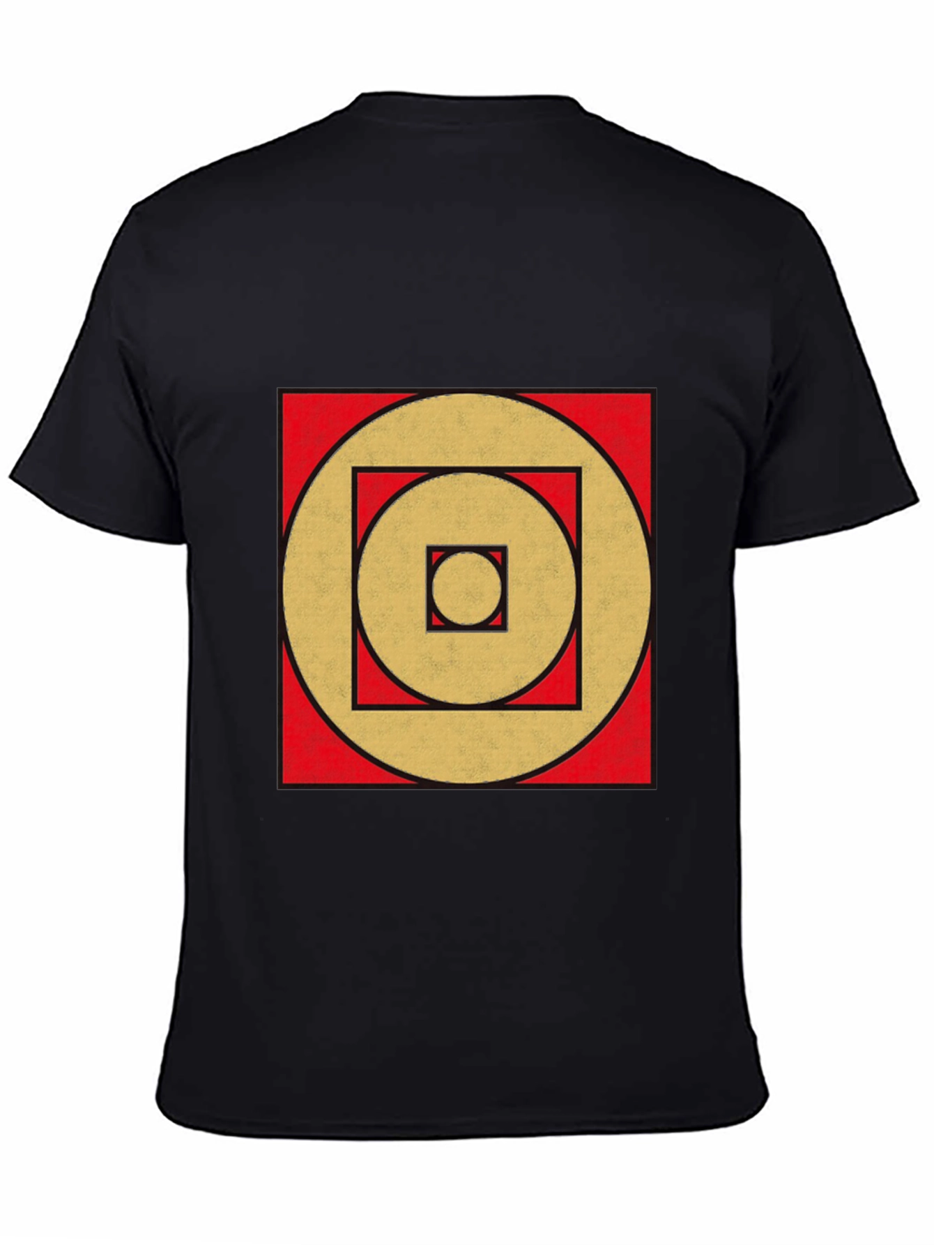 Black Geometric Gold Circle Square Black Tee view 4