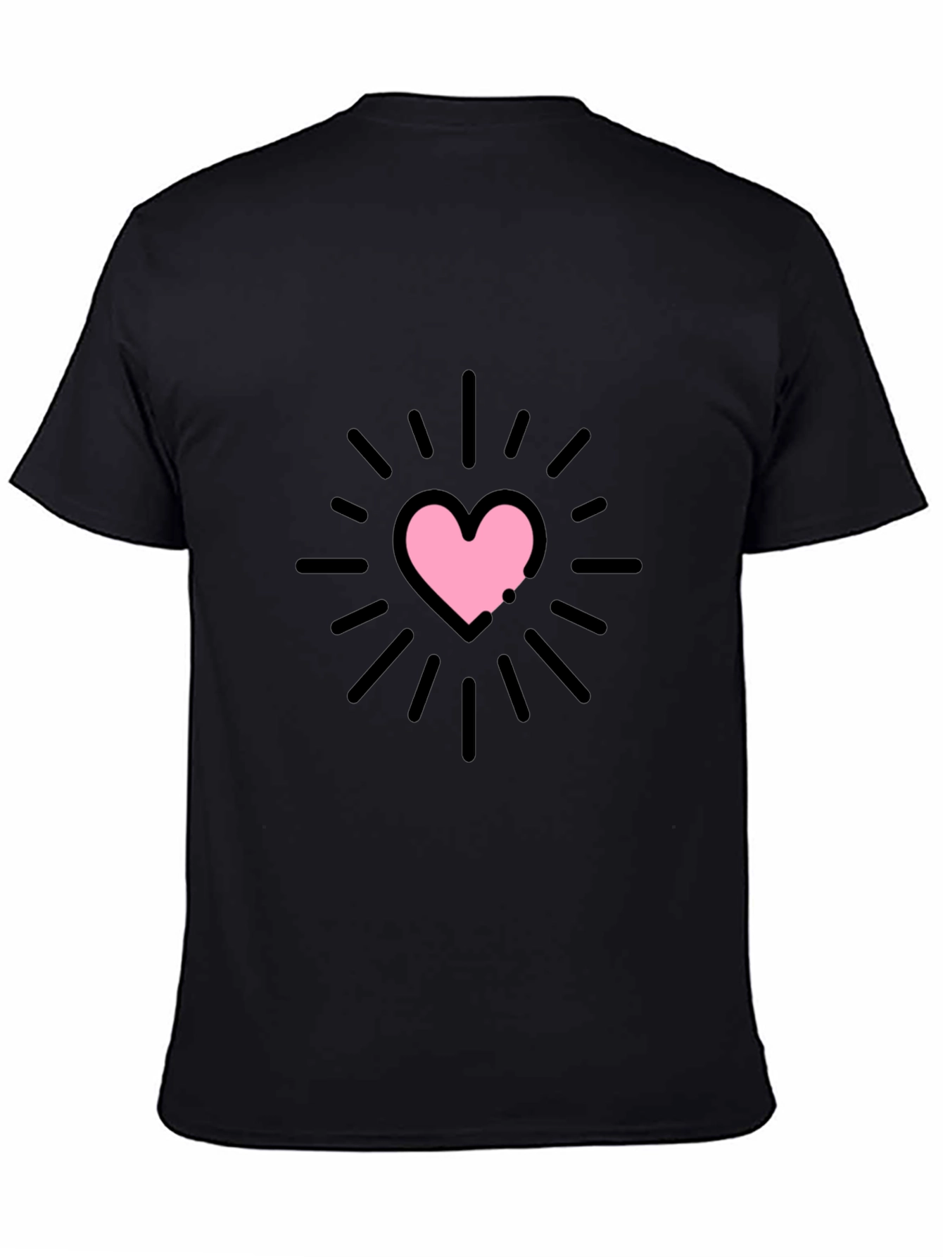 Black Heart Burst Graphic Tee - Black Unisex T-Shirt view 4