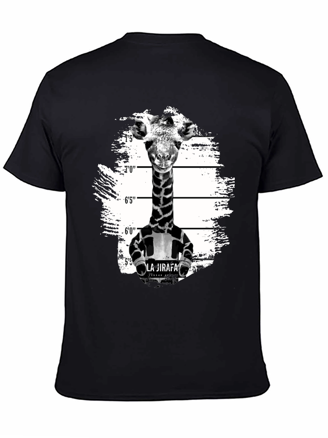Black Giraffe Mugshot Graphic T-Shirt - Funny Animal Tee view 4