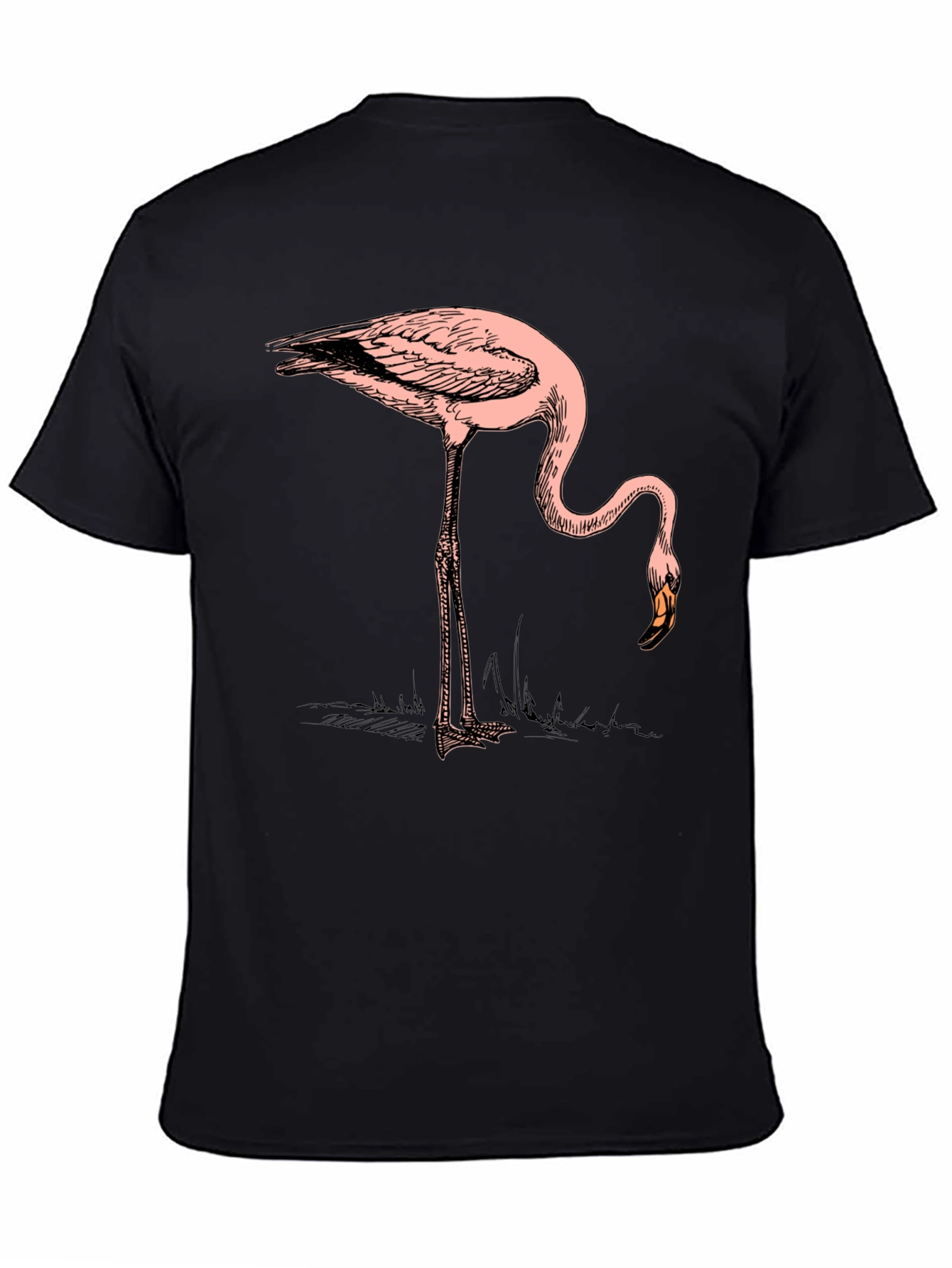 Black Cool Flamingo Graphic Print Black T-Shirt view 4