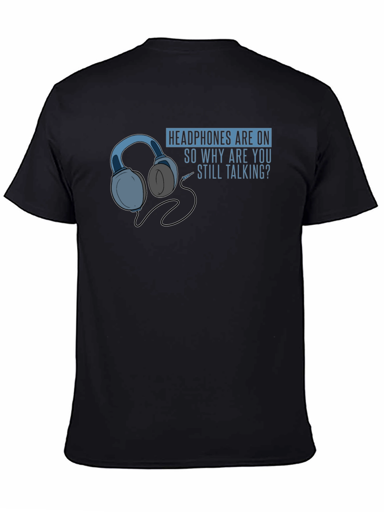 Black Headphones On Graphic T-Shirt - Introvert Humor view 4