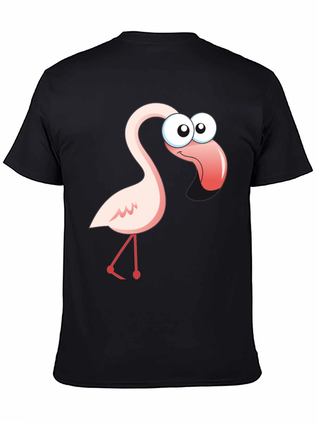 Black Cartoon Flamingo Graphic T-Shirt view 4