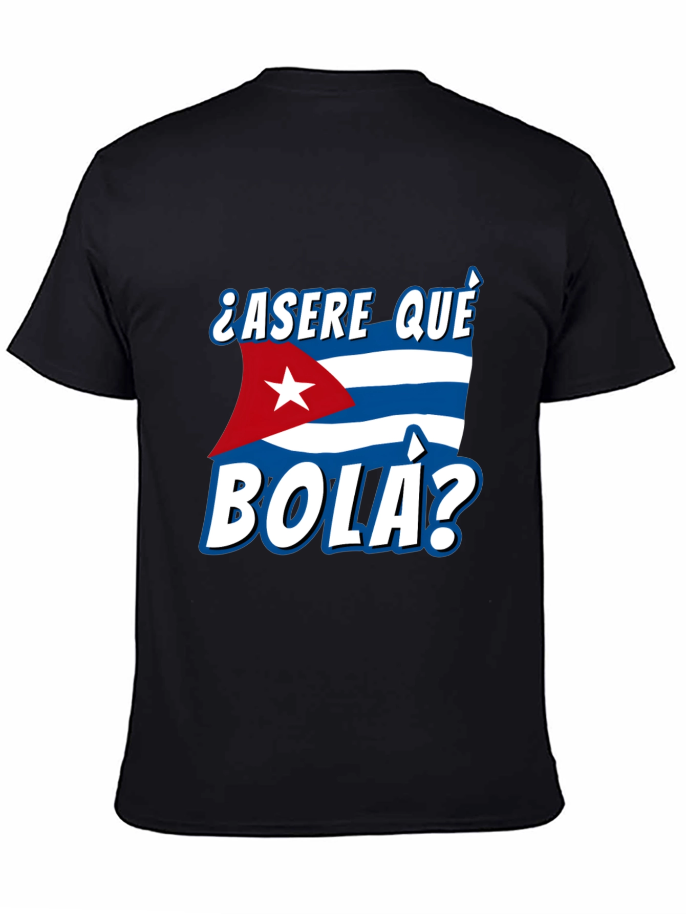 Black Cuba Flag "Asere Que Bola" Graphic T-Shirt view 4
