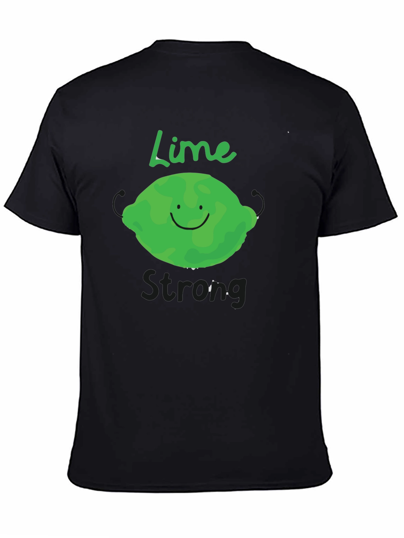 Black Lime Strong Black T-Shirt - Funny Fruit Graphic Tee view 4