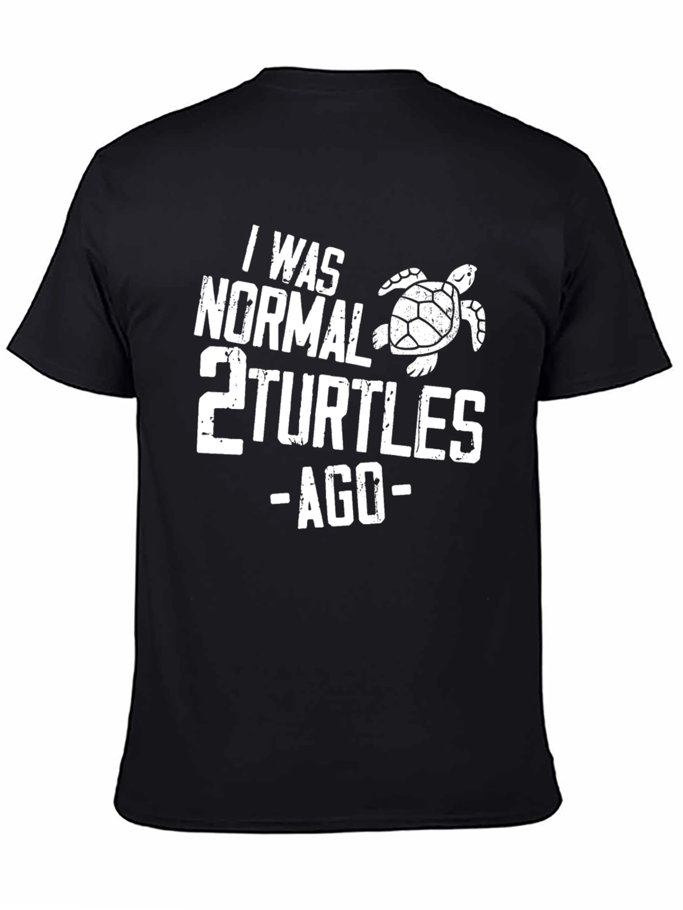 Black Funny Turtle Graphic T-Shirt - "I Was Normal 2 Turtles Ago" view 4