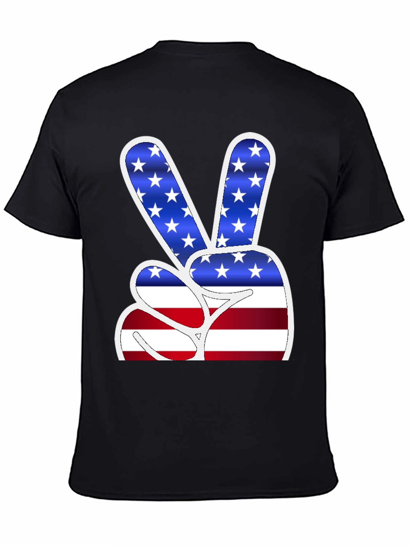Black American Flag Peace Sign Graphic T-Shirt view 4