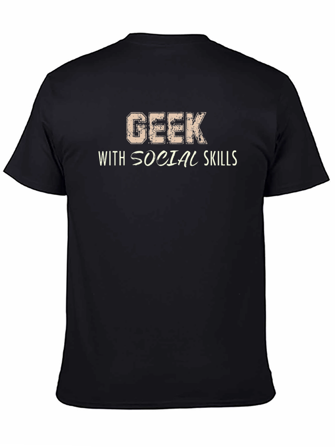 Black Geek With Social Skills T-Shirt - Funny Graphic Tee view 4
