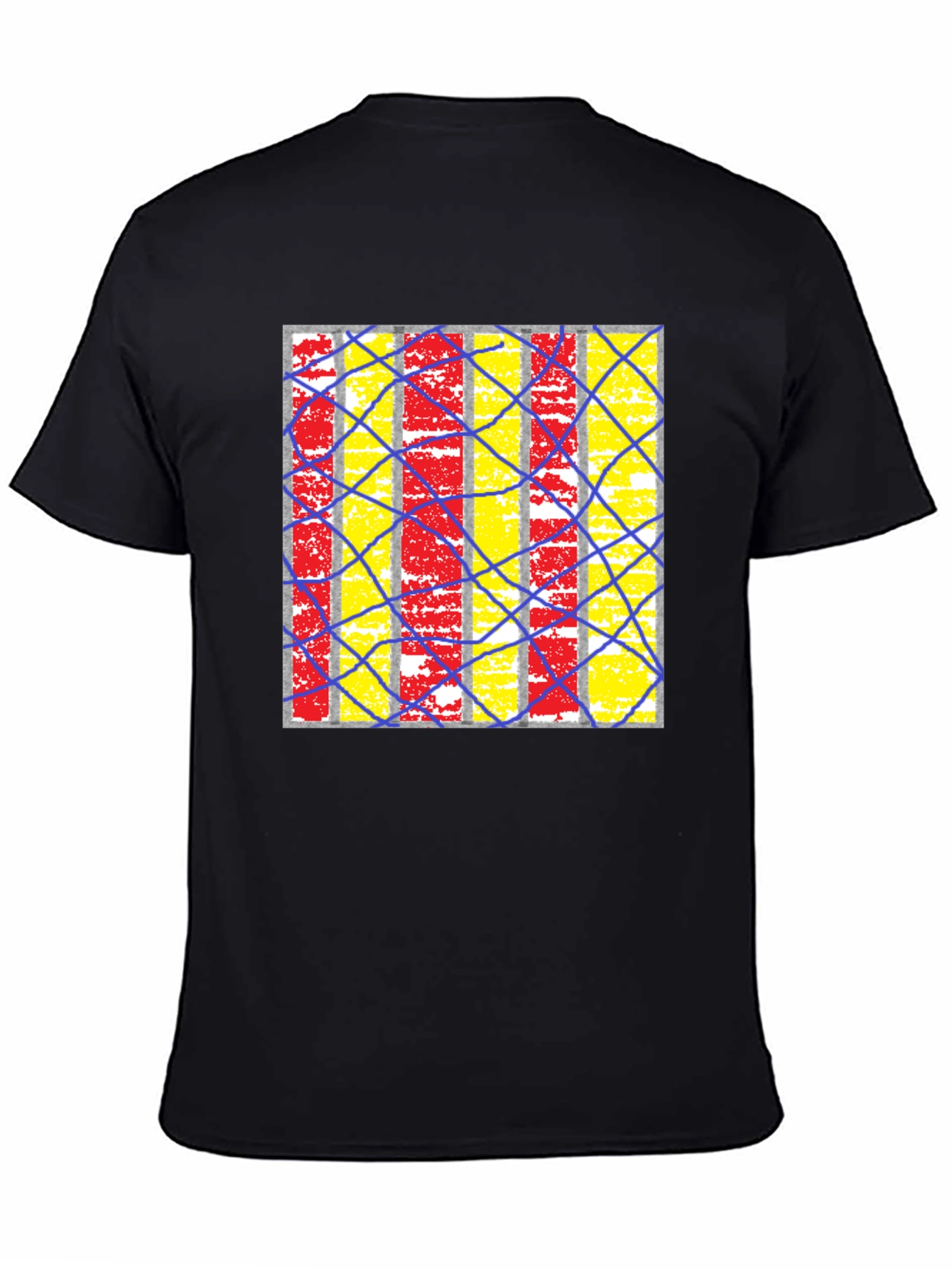 Black Abstract Graphic Print Crew Neck T-Shirt view 4