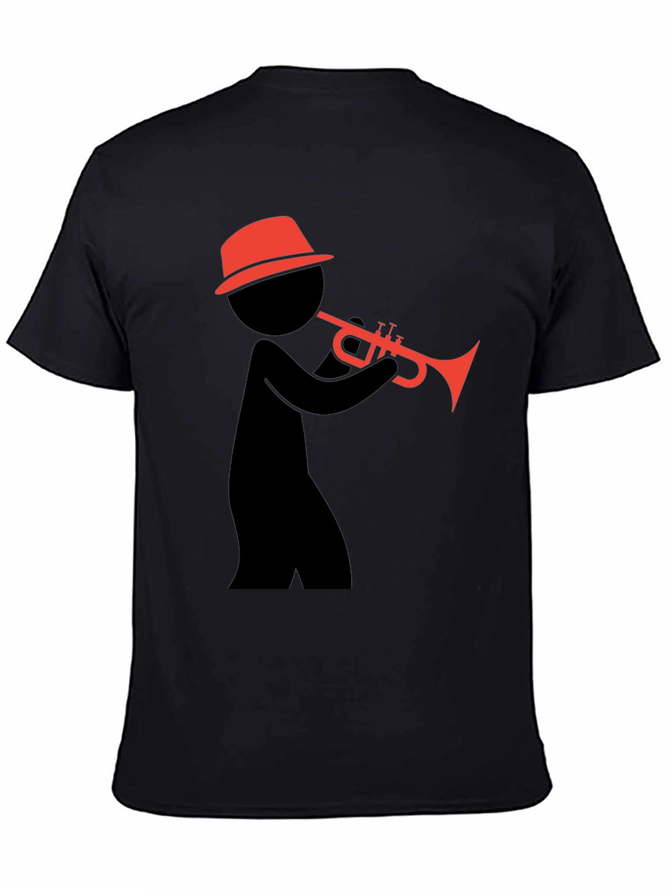 Black Cool Black T-Shirt with Trumpet Player Graphic view 4
