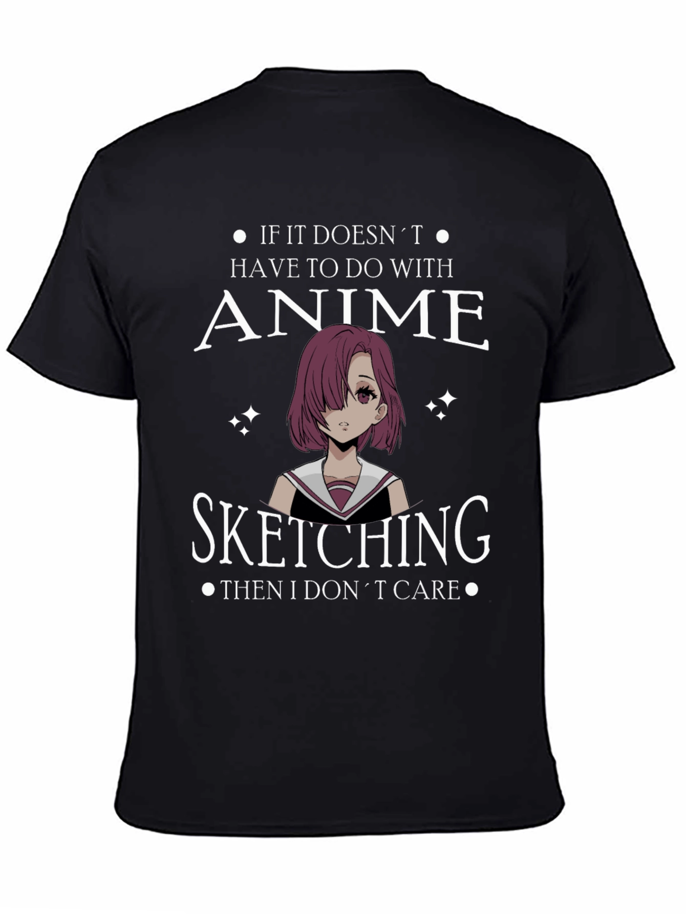 Black Anime Sketching T-Shirt - Otaku Style view 4