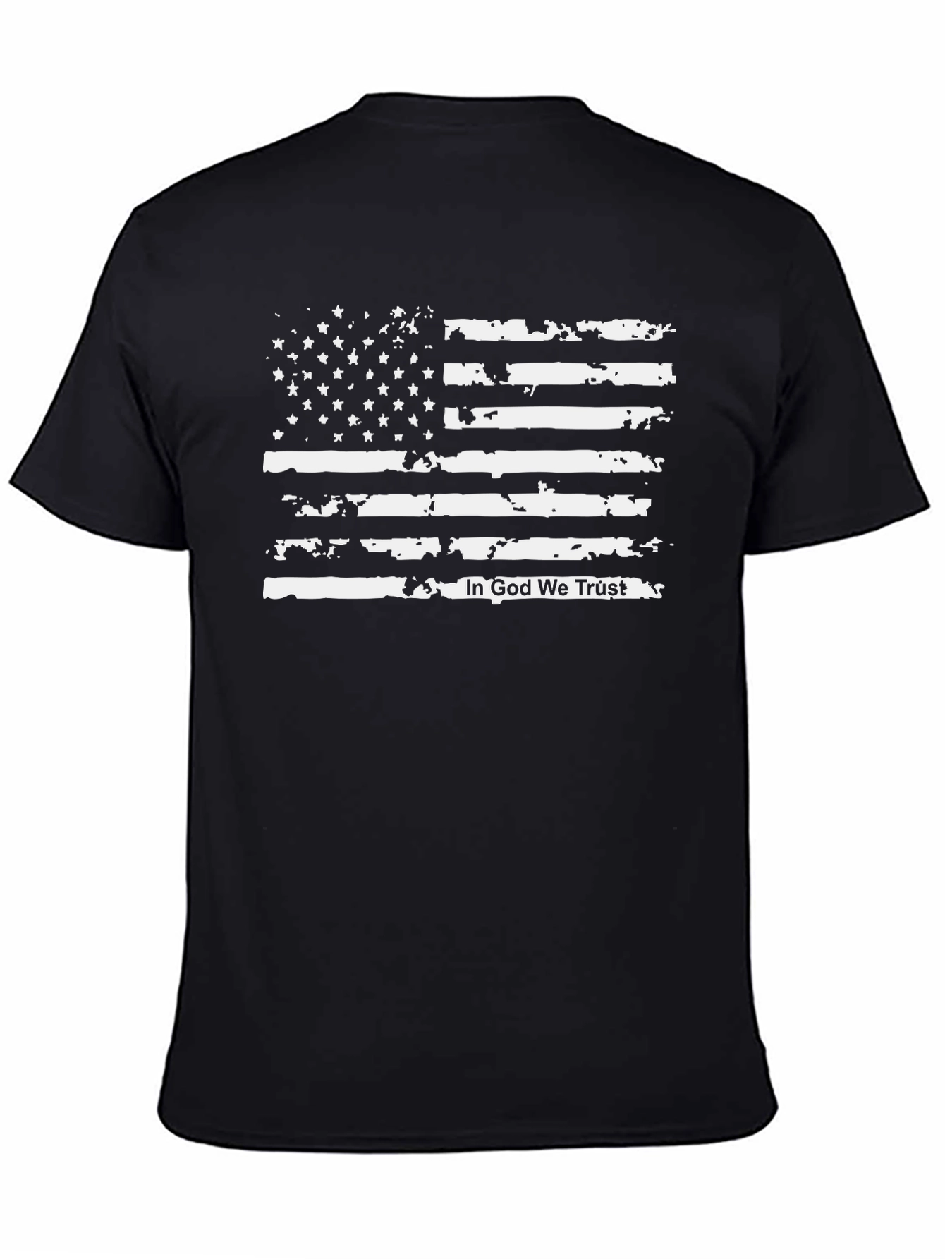 Black Distressed American Flag Graphic T-Shirt view 4