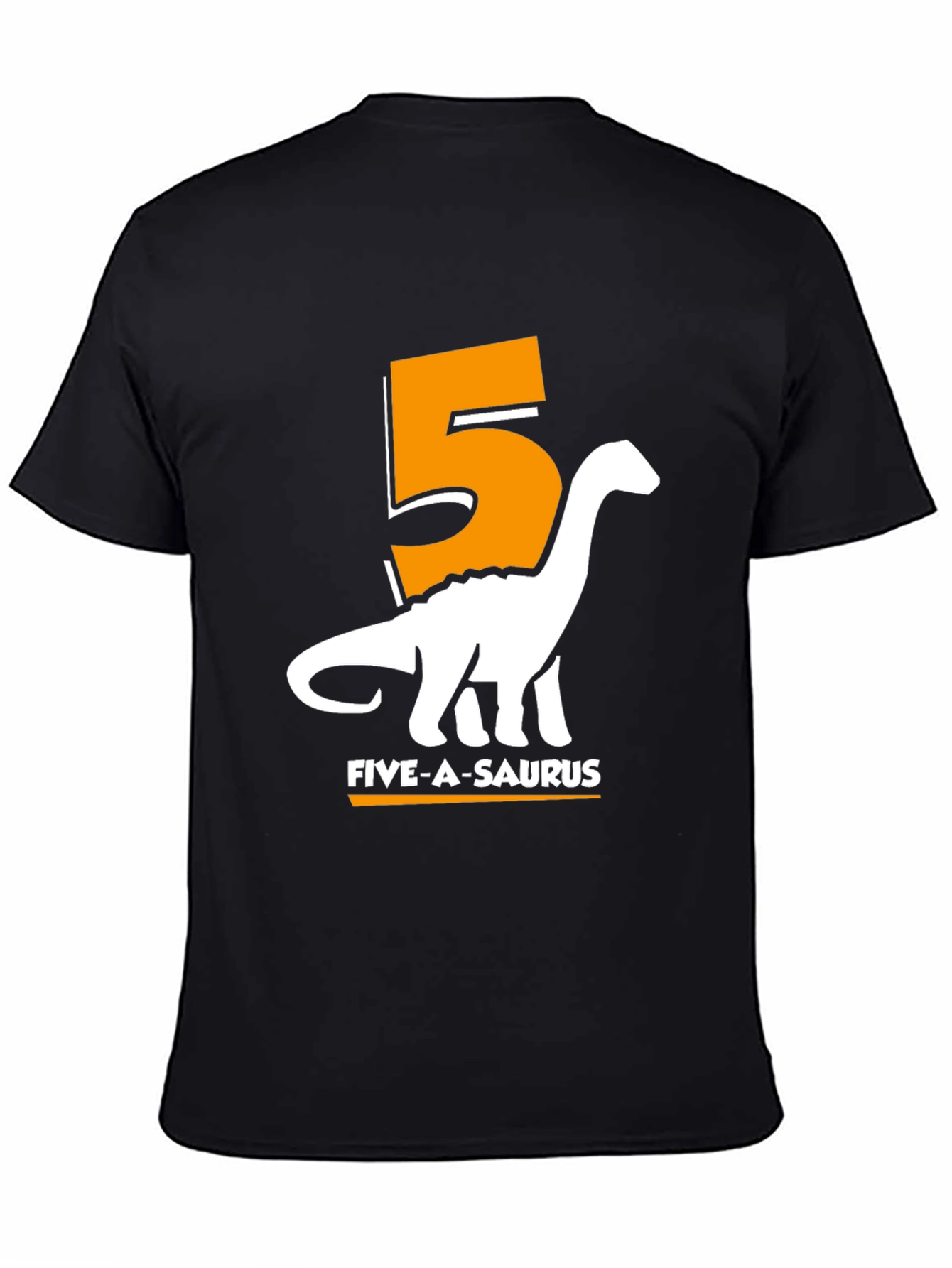Black Five-a-Saurus Birthday T-Shirt view 4