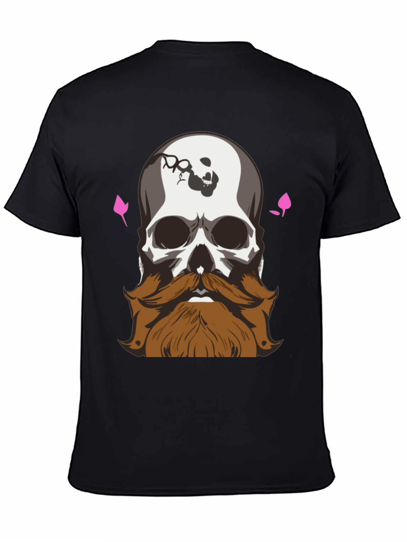 Black Skull and Beard Graphic Print T-Shirt view 4