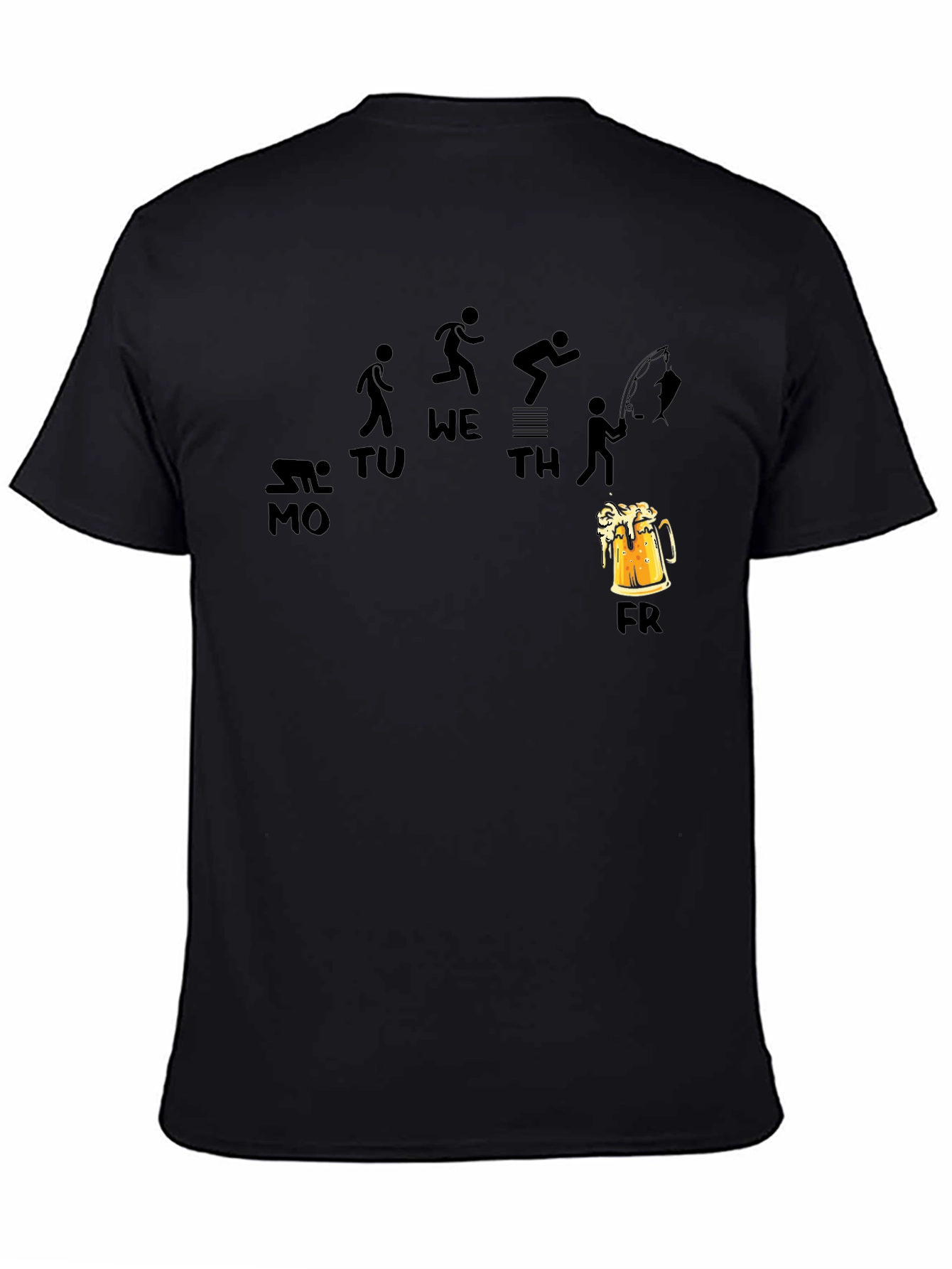 Black Funny Weekday Progression Black T-Shirt view 4