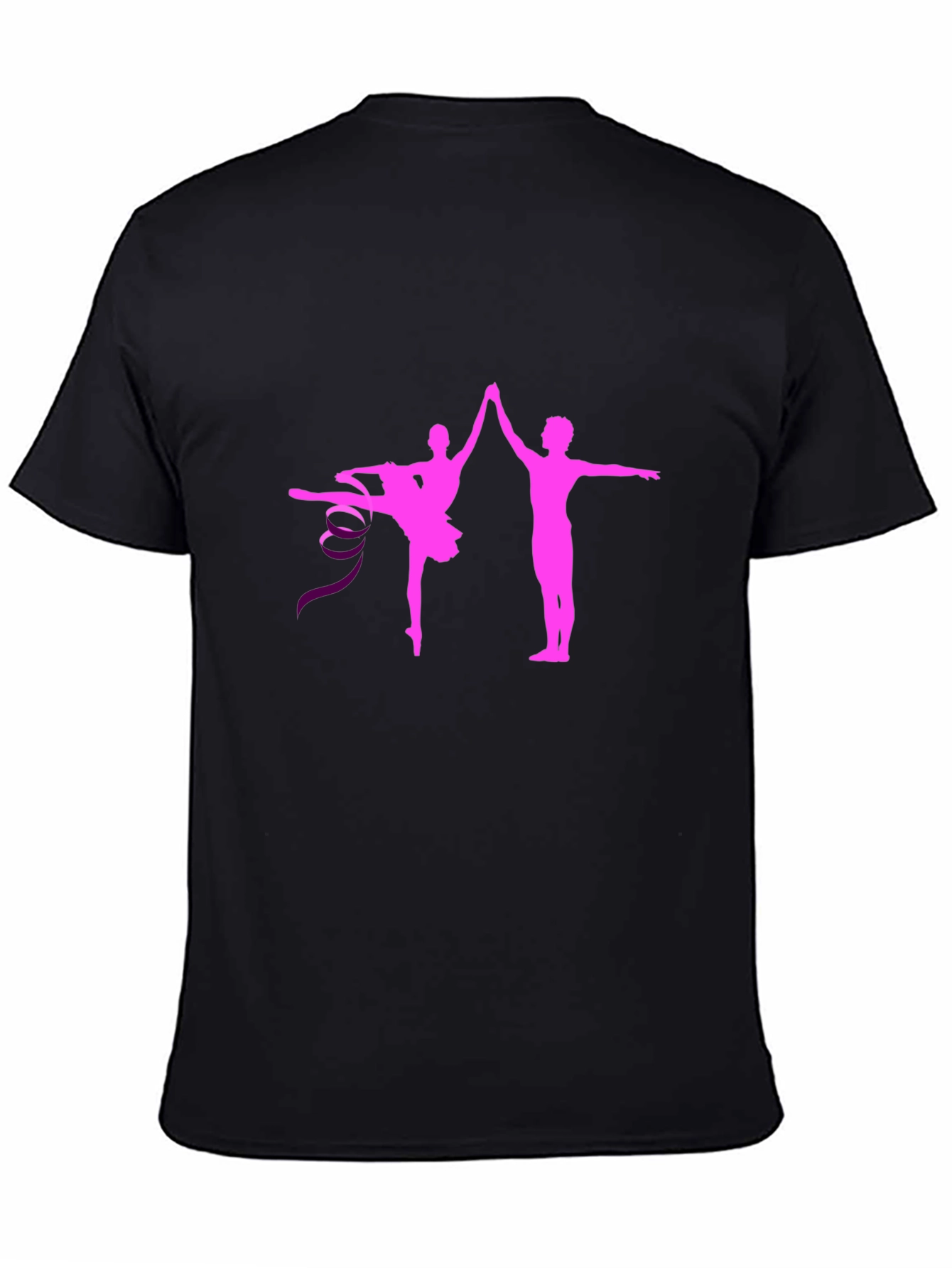 Black Ballet Dance Graphic Tee - Pink Silhouette view 4