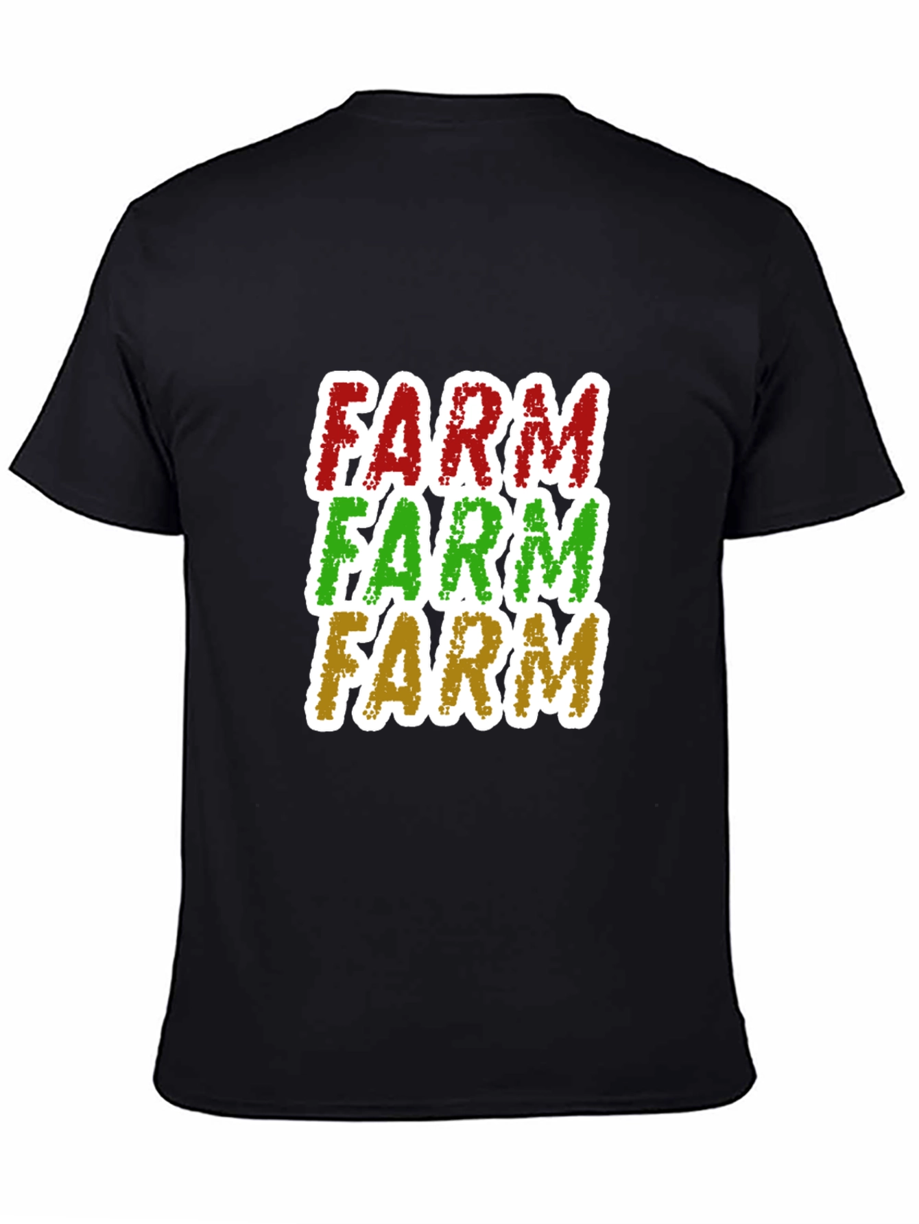 Black FARM Text Graphic Tee - Cool Farmer T-Shirt view 4