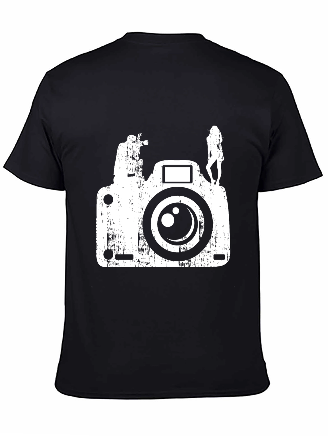 Distressed Camera Graphic Tee - Black - 4