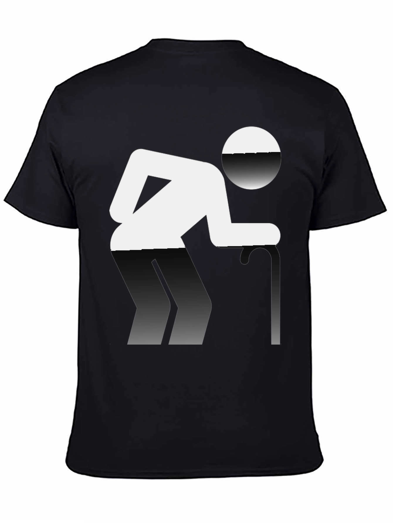 Black Novelty T-Shirt: Funny Pictogram Design, Black Cotton Tee view 4