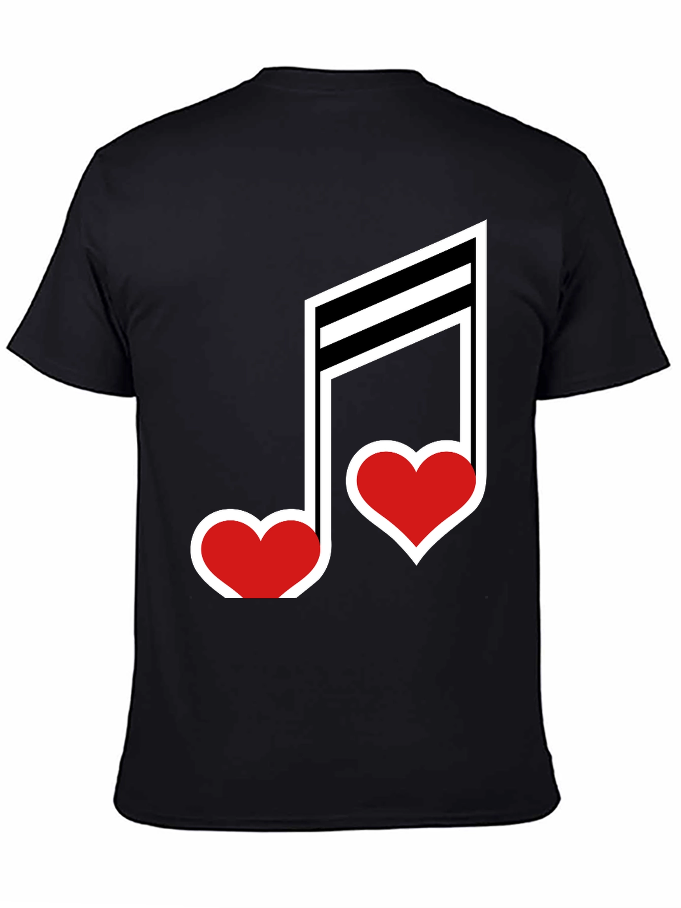 Black Musical Heart Note Graphic Tee - Black Cotton T-Shirt view 4