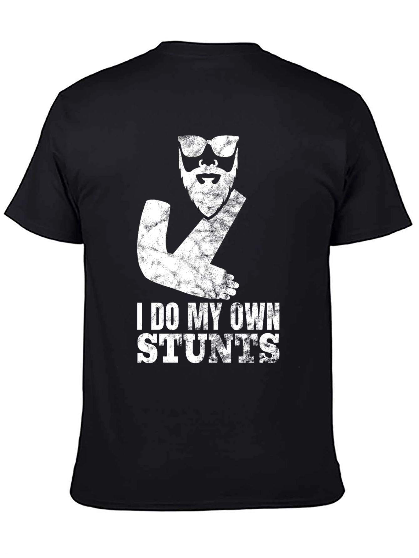 Black I Do My Own Stunts T-Shirt - Funny Injury Shirt view 4