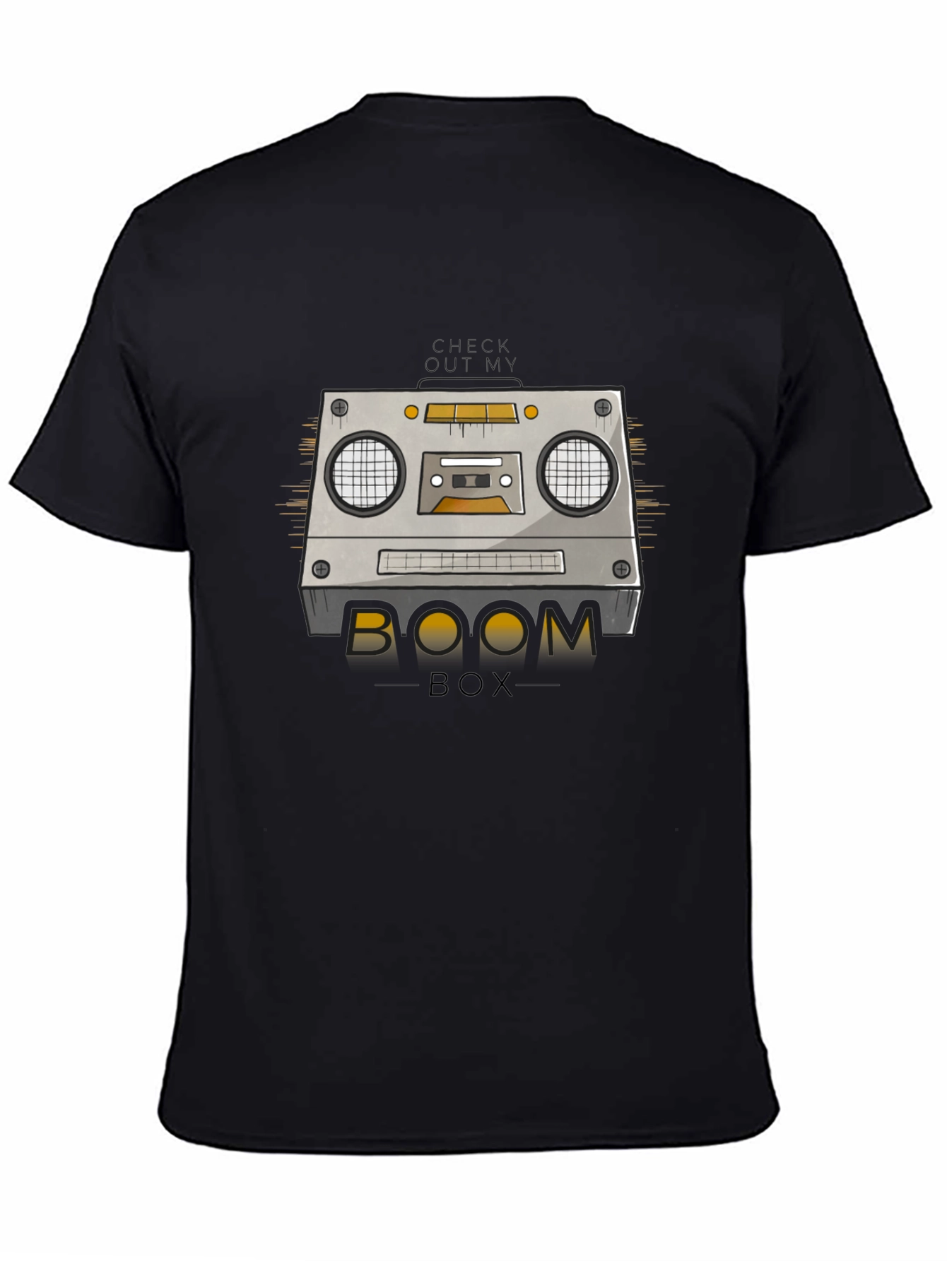 Black Retro Boombox Graphic T-Shirt - Vintage Music Style view 4