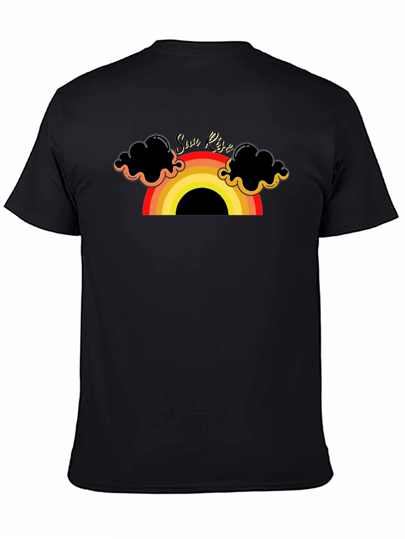 Black Sunrise Rainbow Graphic Tee - Black Cotton T-Shirt view 4