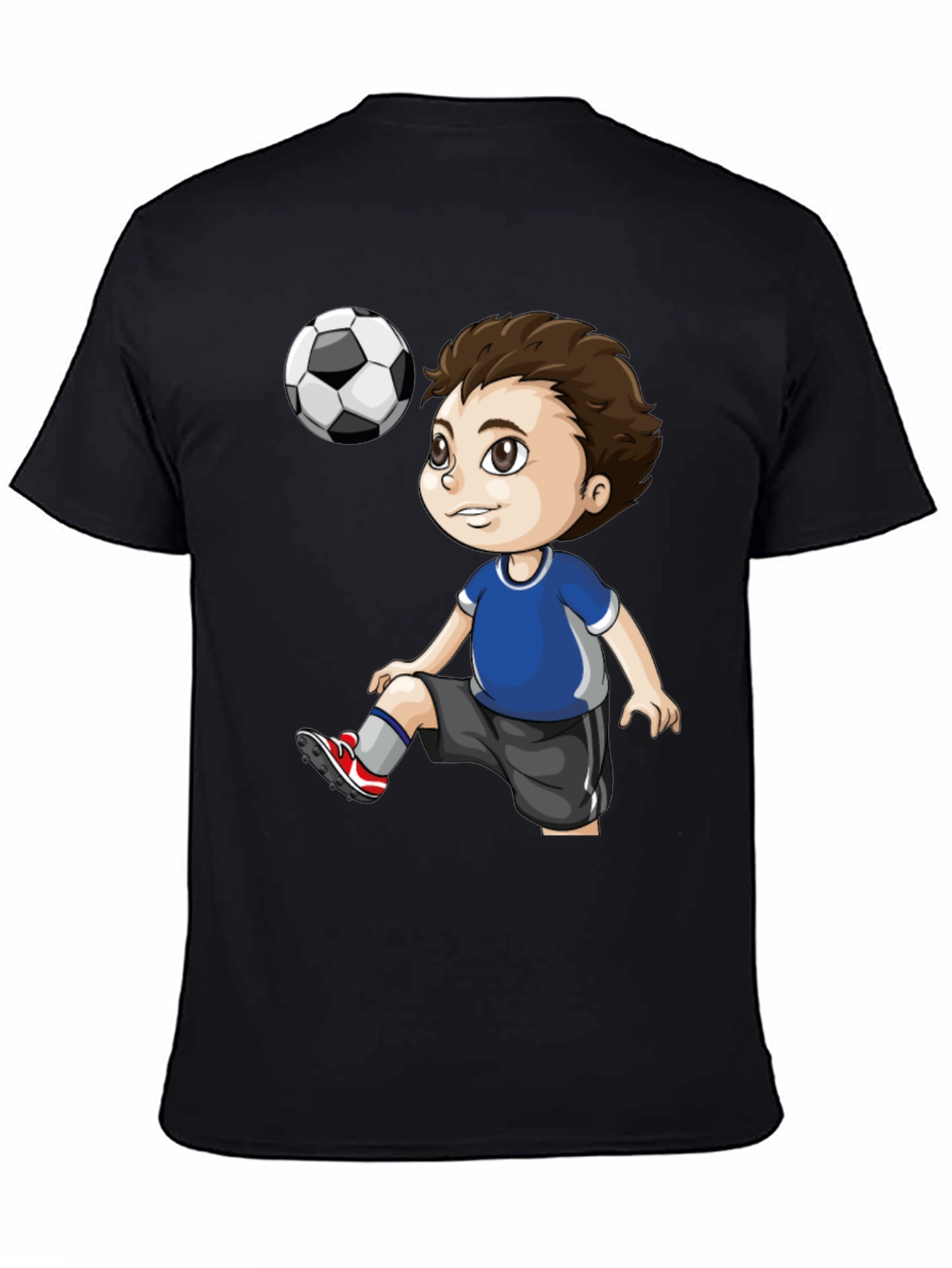 Black Soccer Kid Graphic T-Shirt - Black Cotton Tee view 4