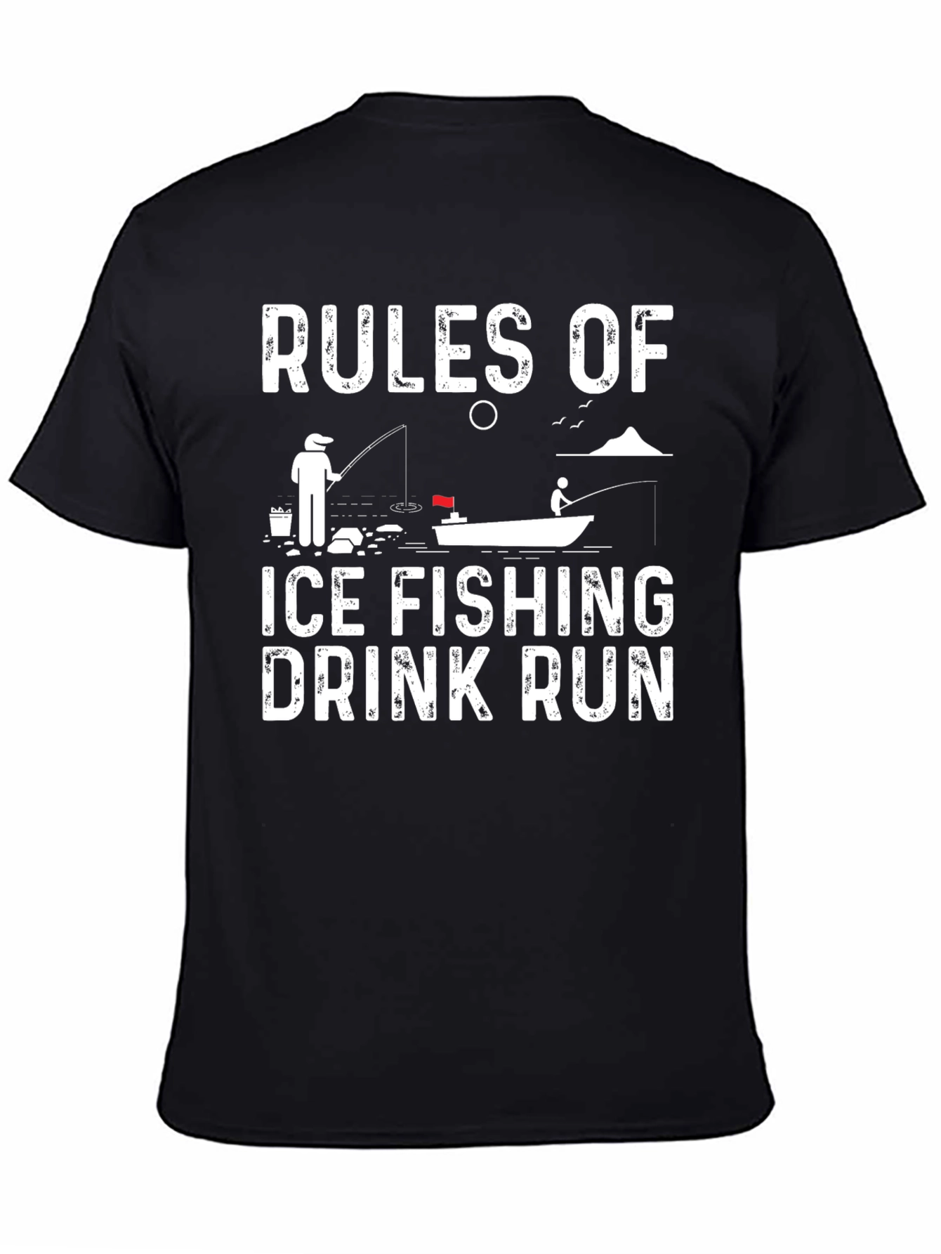 Black Ice Fishing Rules Graphic Tee view 4