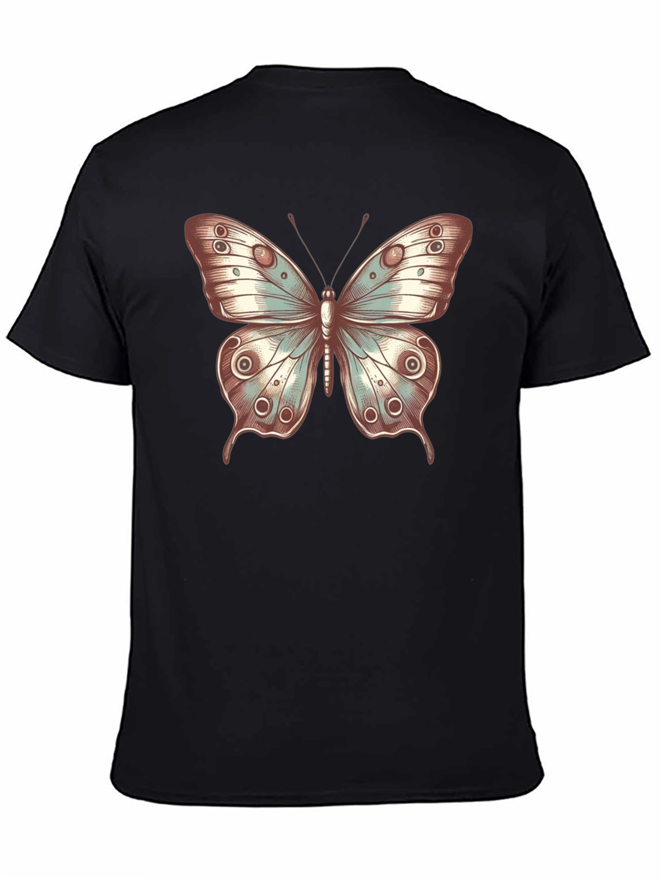 Black Butterfly Print Crew Neck T-Shirt - Stylish Casual Tee view 4