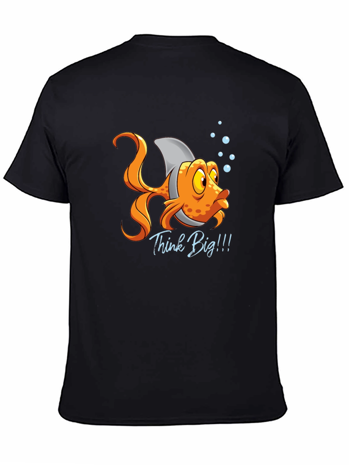 Black Think Big! Fish with Shark Fin T-Shirt view 4