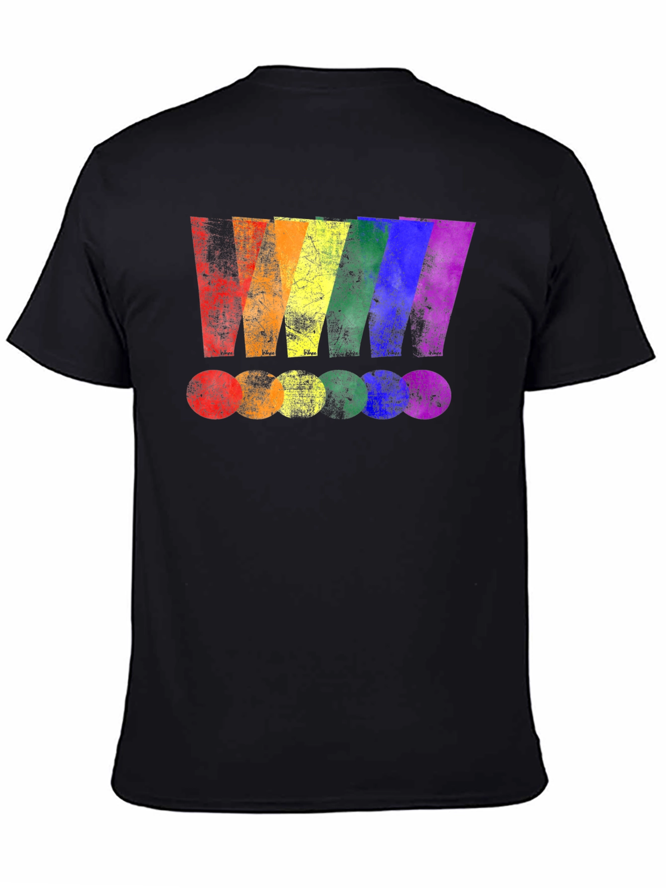 Black Rainbow Stripe Graphic Print Black T-Shirt view 4