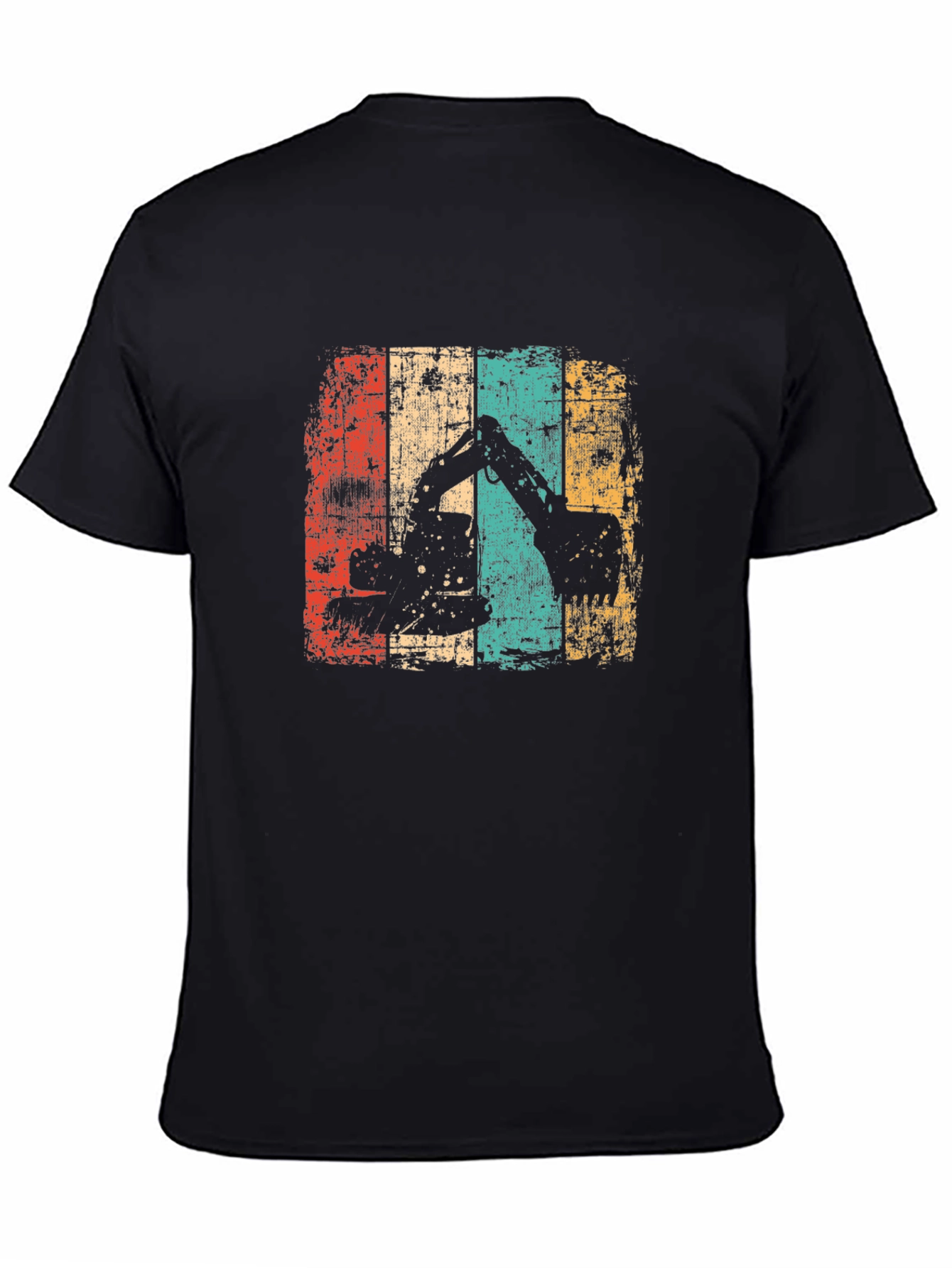 Black Retro Excavator T-Shirt - Construction Vintage Tee view 4